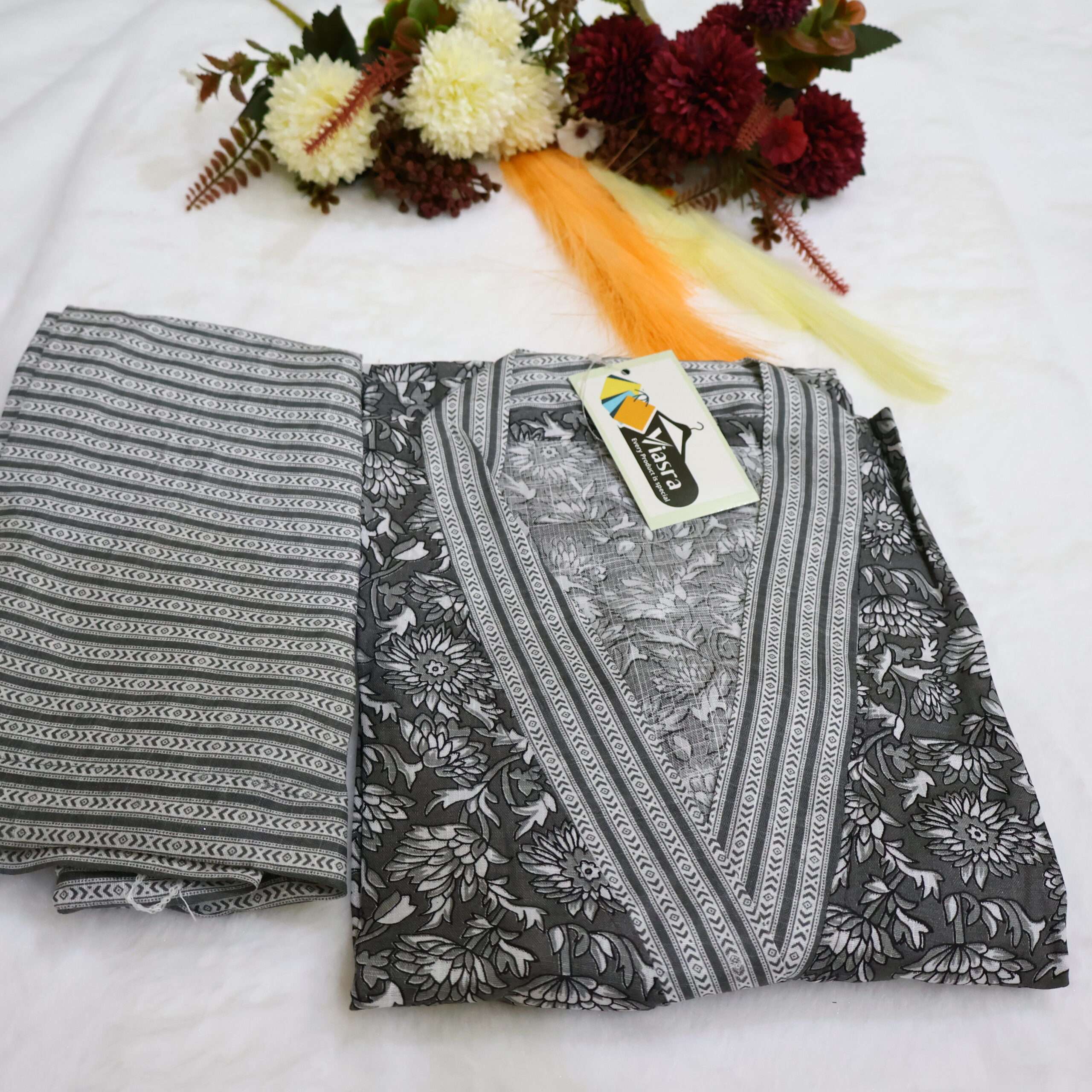 Printed Kurta & Pant Set with Chinese Neck