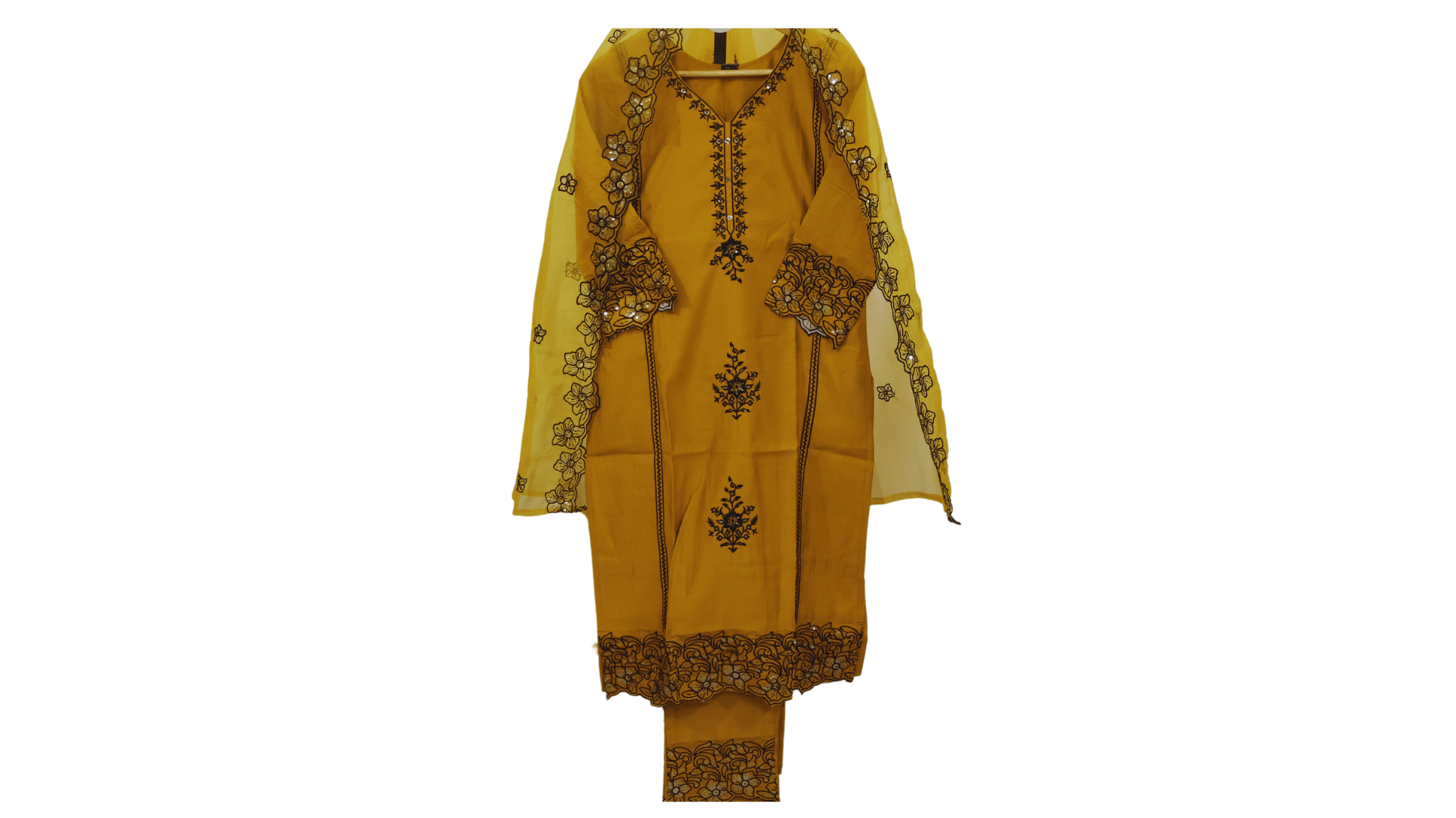 Dola Silk Embroidered Kurta Pant Set with Organza Dupatta