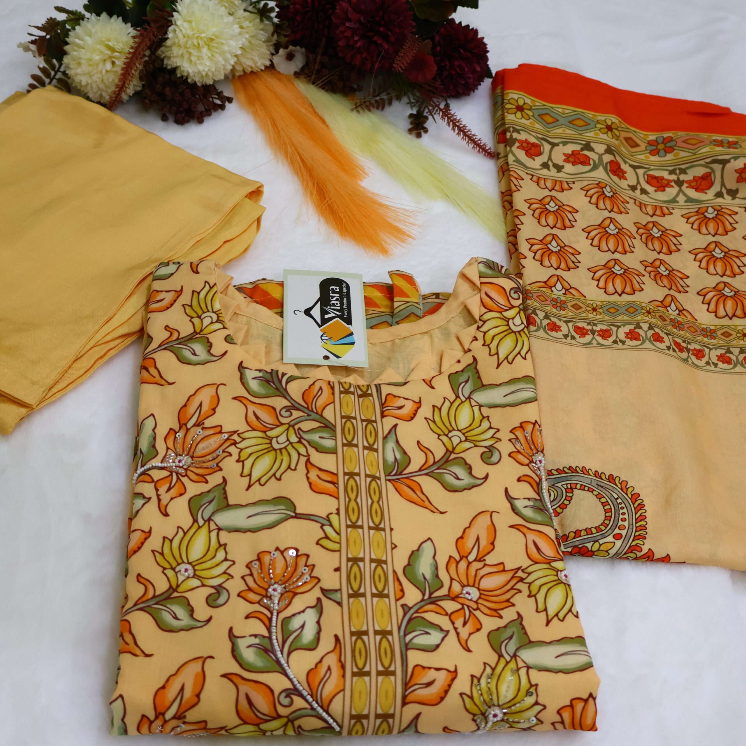 Cotton Kurta Pant Set with Dupatta