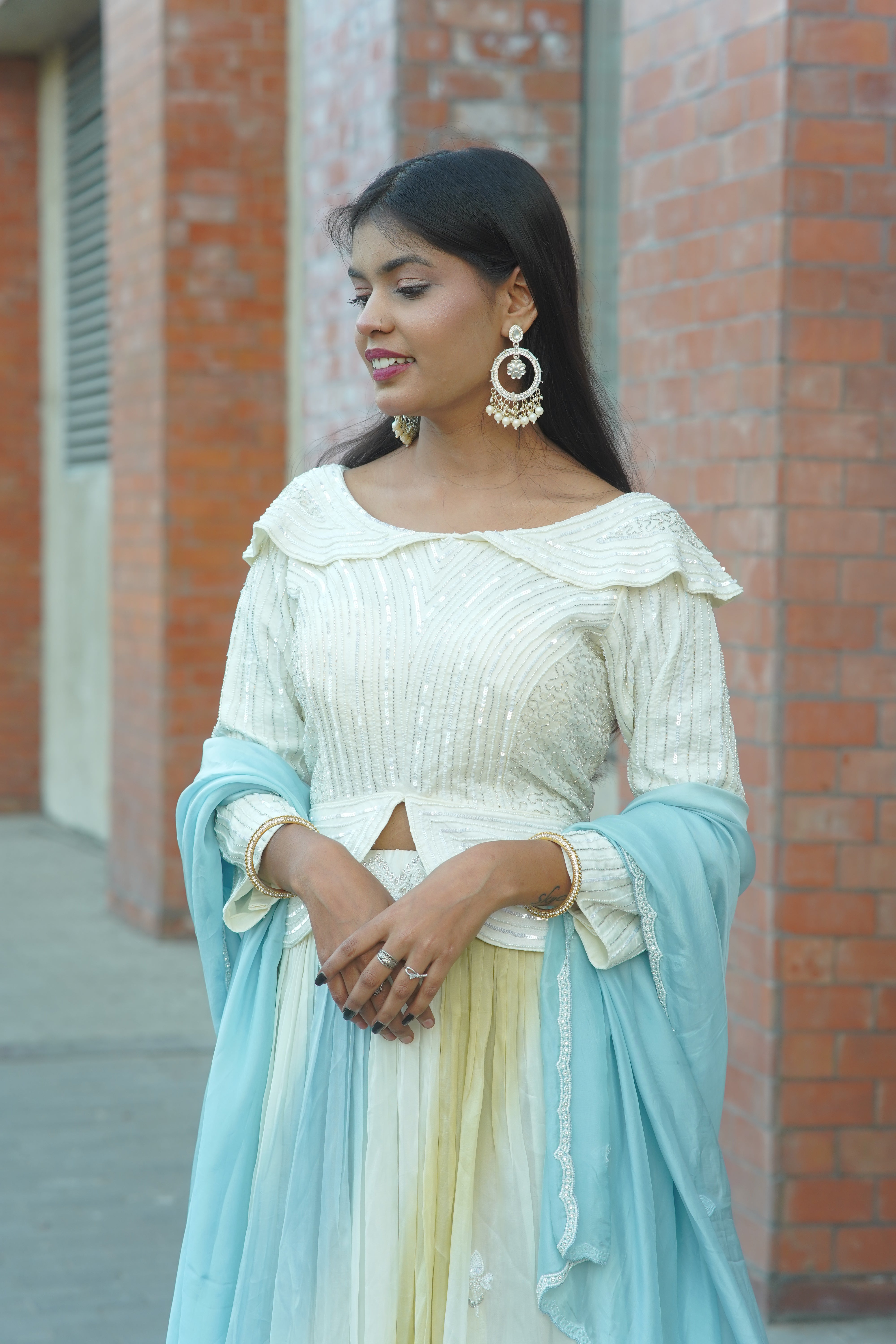 Elegant Ombre Flared Suit with Dupatta – Premium 3‑Piece Ethnic Set