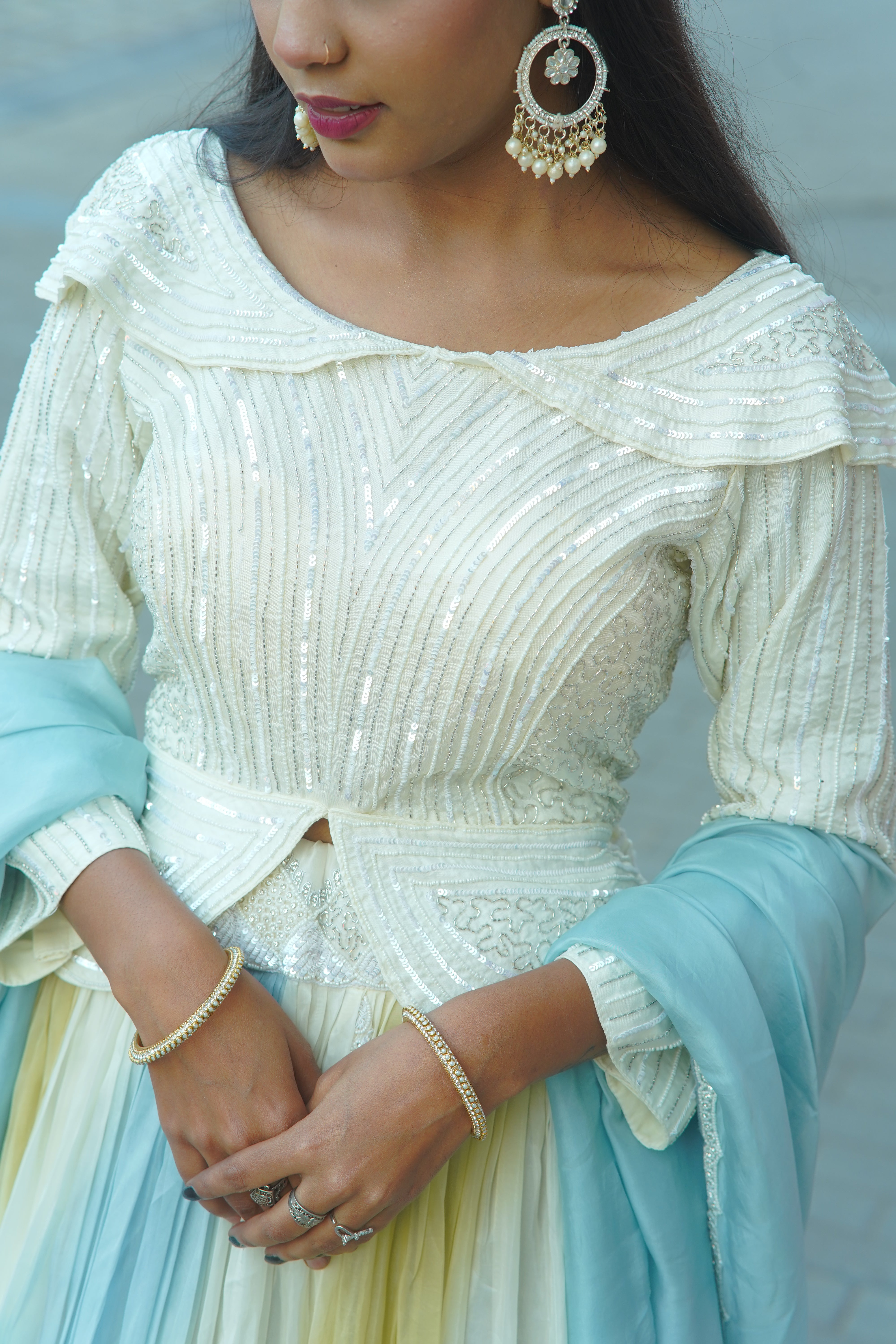 Elegant Ombre Flared Suit with Dupatta – Premium 3‑Piece Ethnic Set