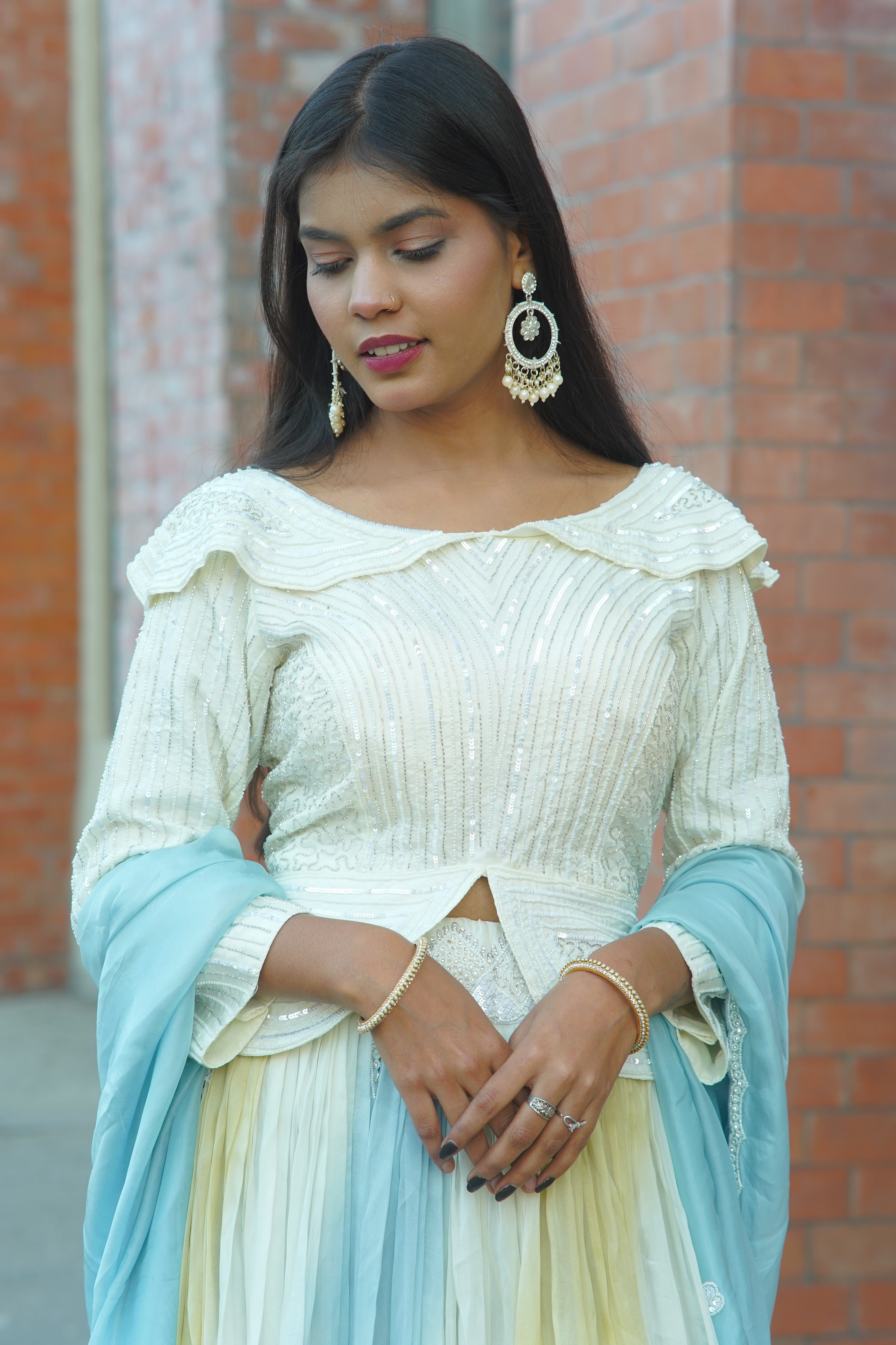 Elegant Ombre Flared Suit with Dupatta – Premium 3‑Piece Ethnic Set