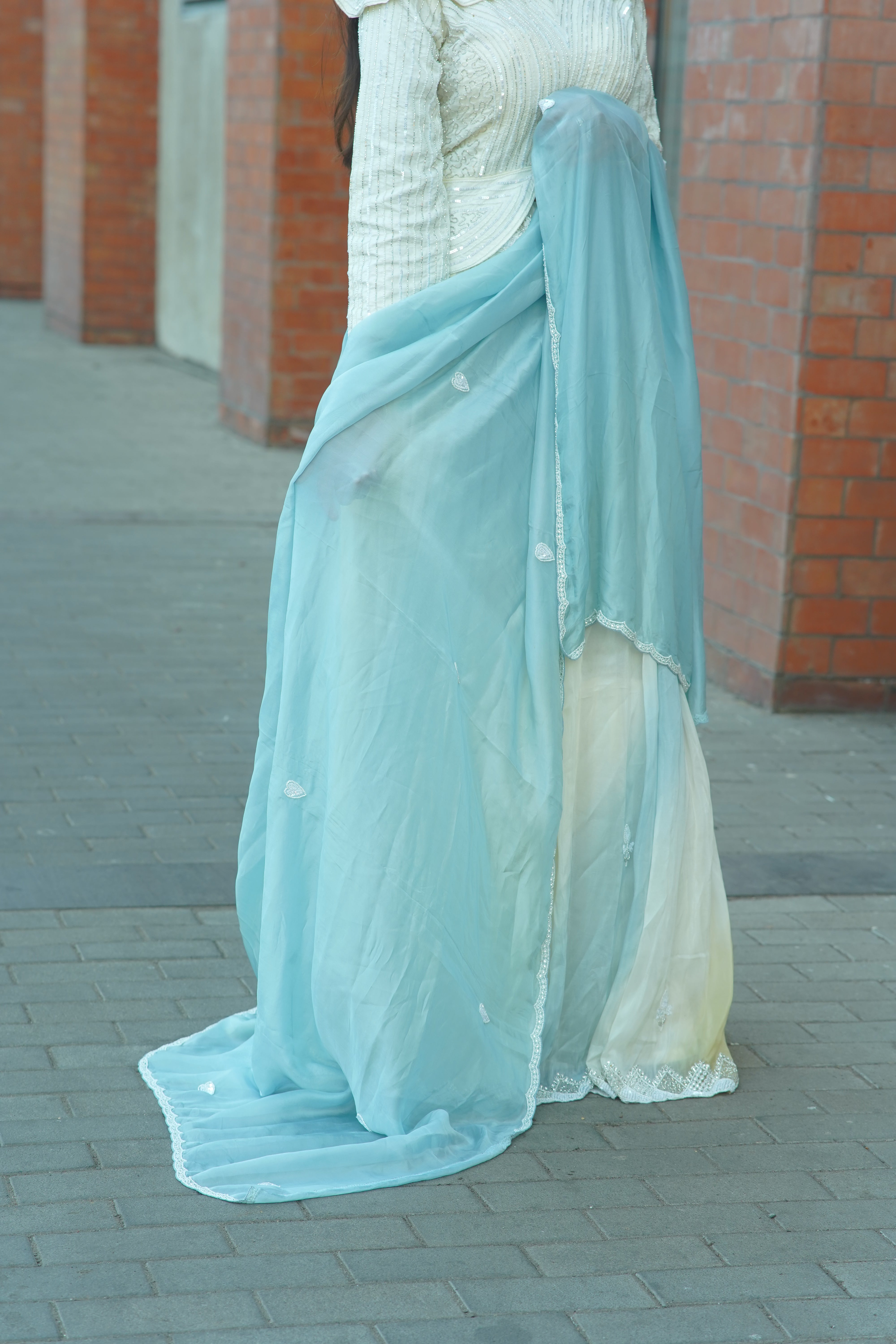 Elegant Ombre Flared Suit with Dupatta – Premium 3‑Piece Ethnic Set