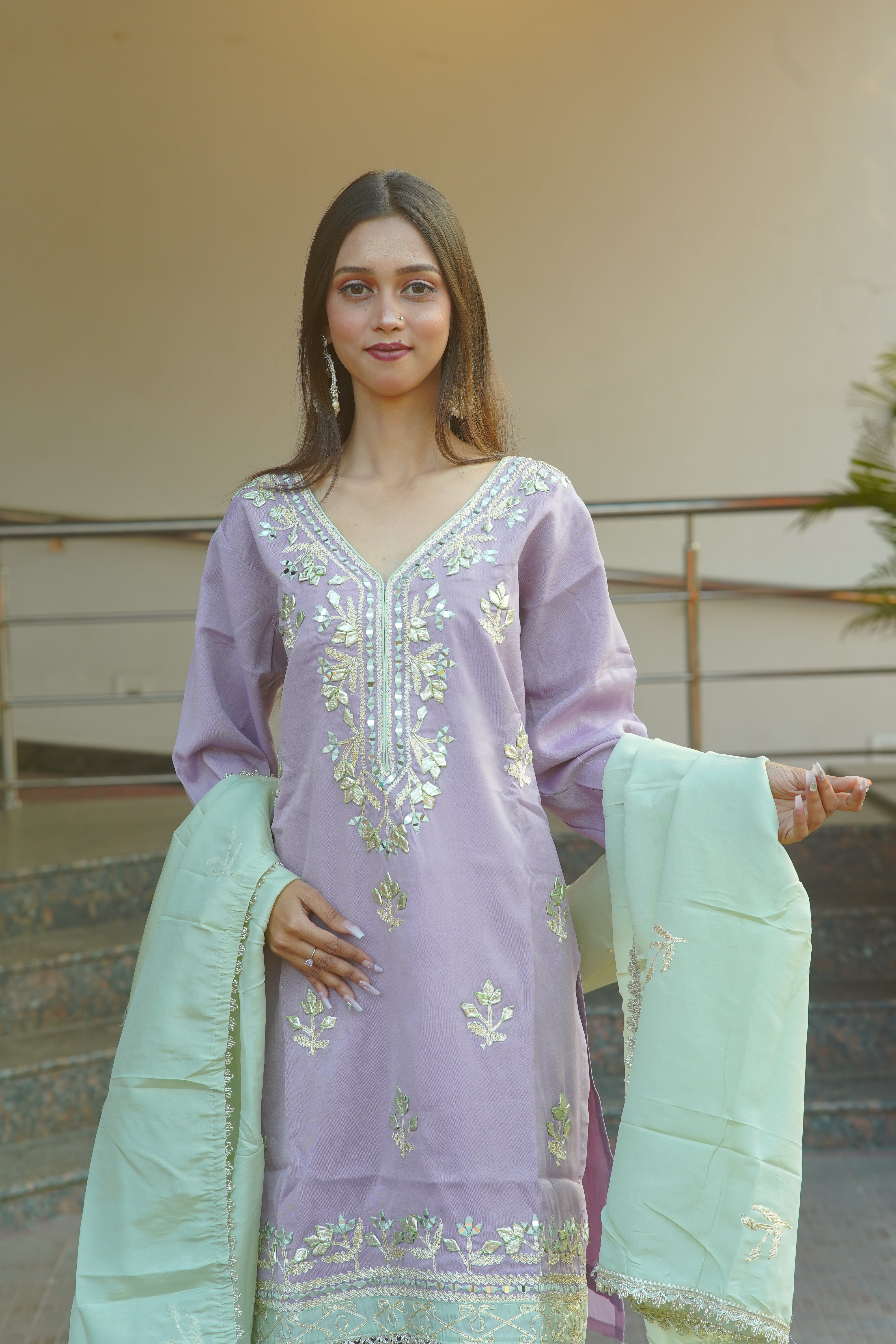 Gota Patti Embroidered Suit with Dupatta – Premium 3‑Piece Set