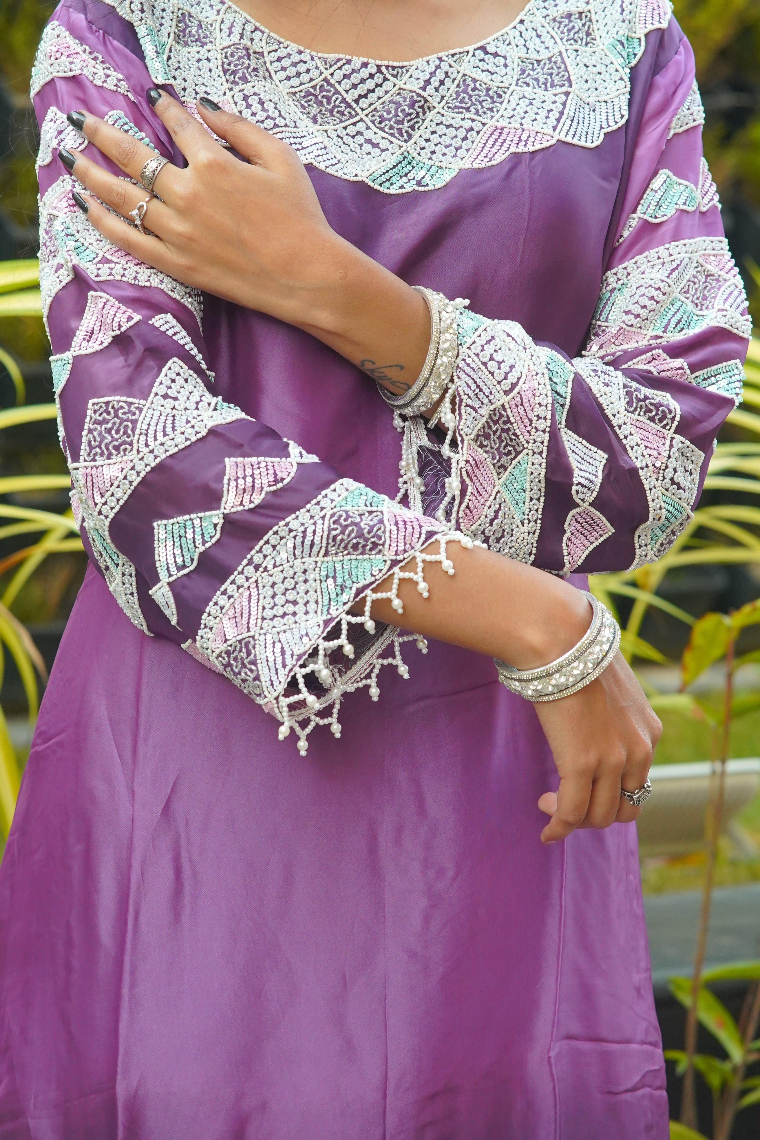 HO Silk Suit with Pearl, Kutdana & Tickli Handwork – Premium 3‑Piece Set