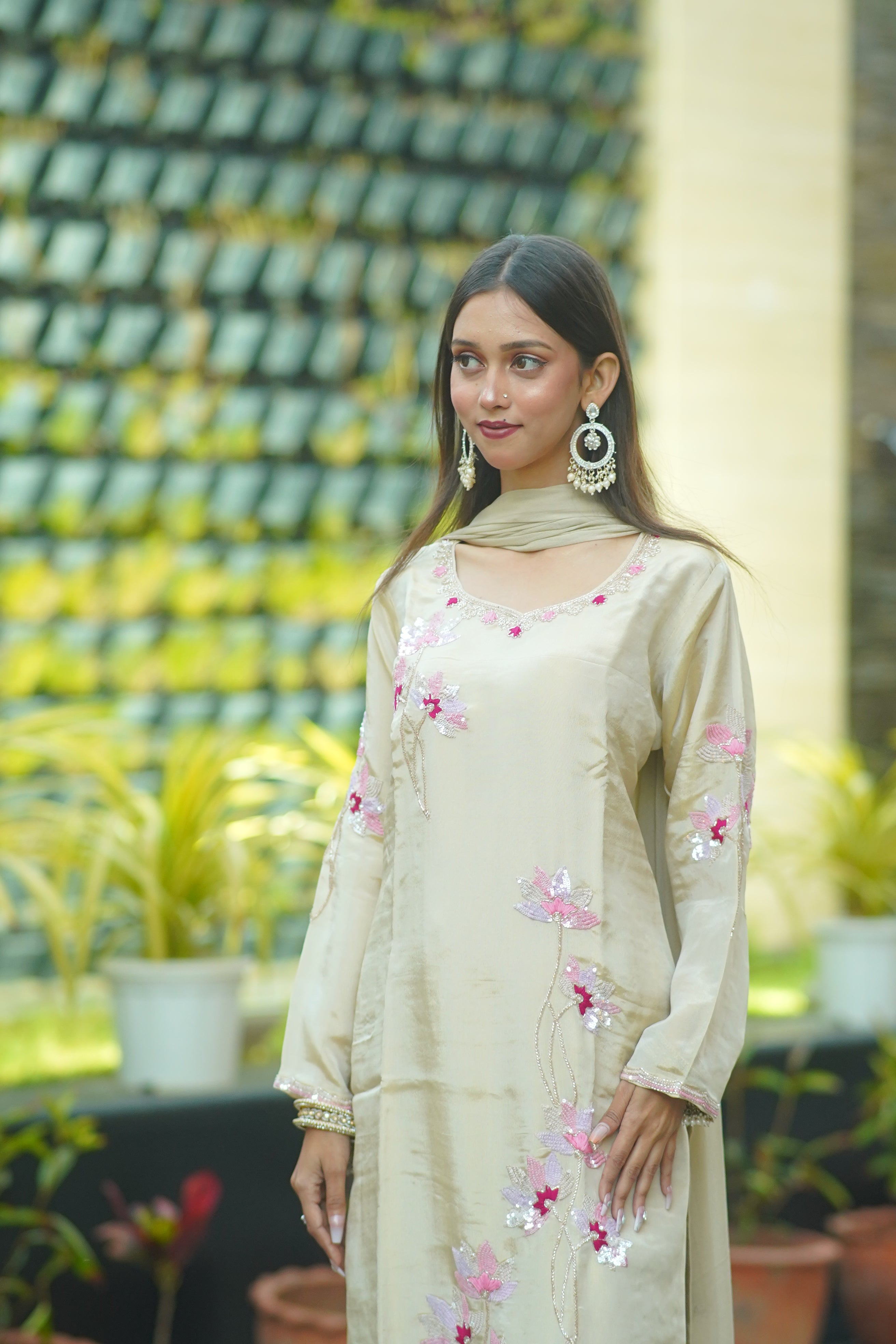 HO Silk Handworked Suit with Dupatta – Premium Floral Embellished Set