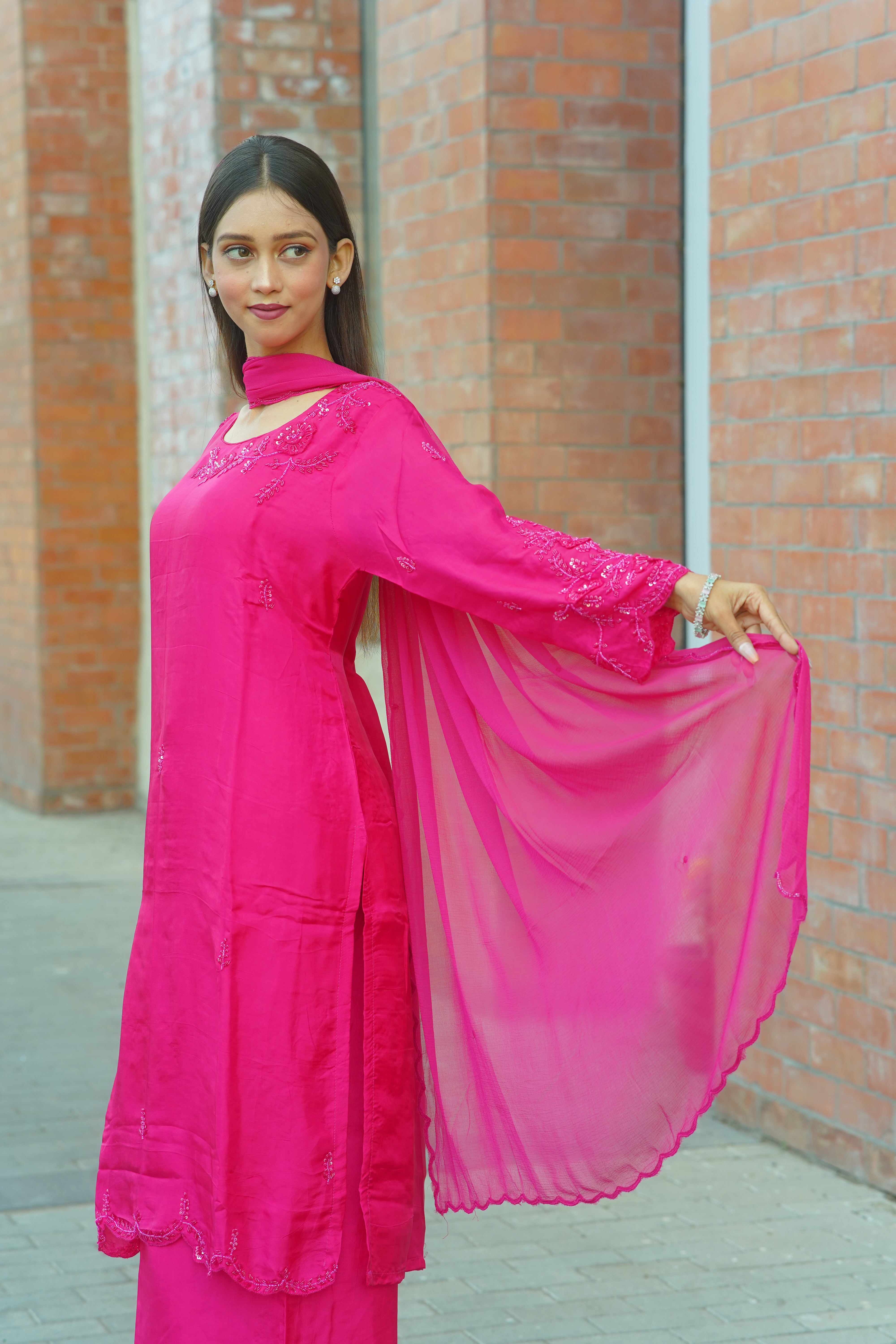 Mother–Daughter Matching HO Silk Handworked Suit Set – Premium Festive Collection