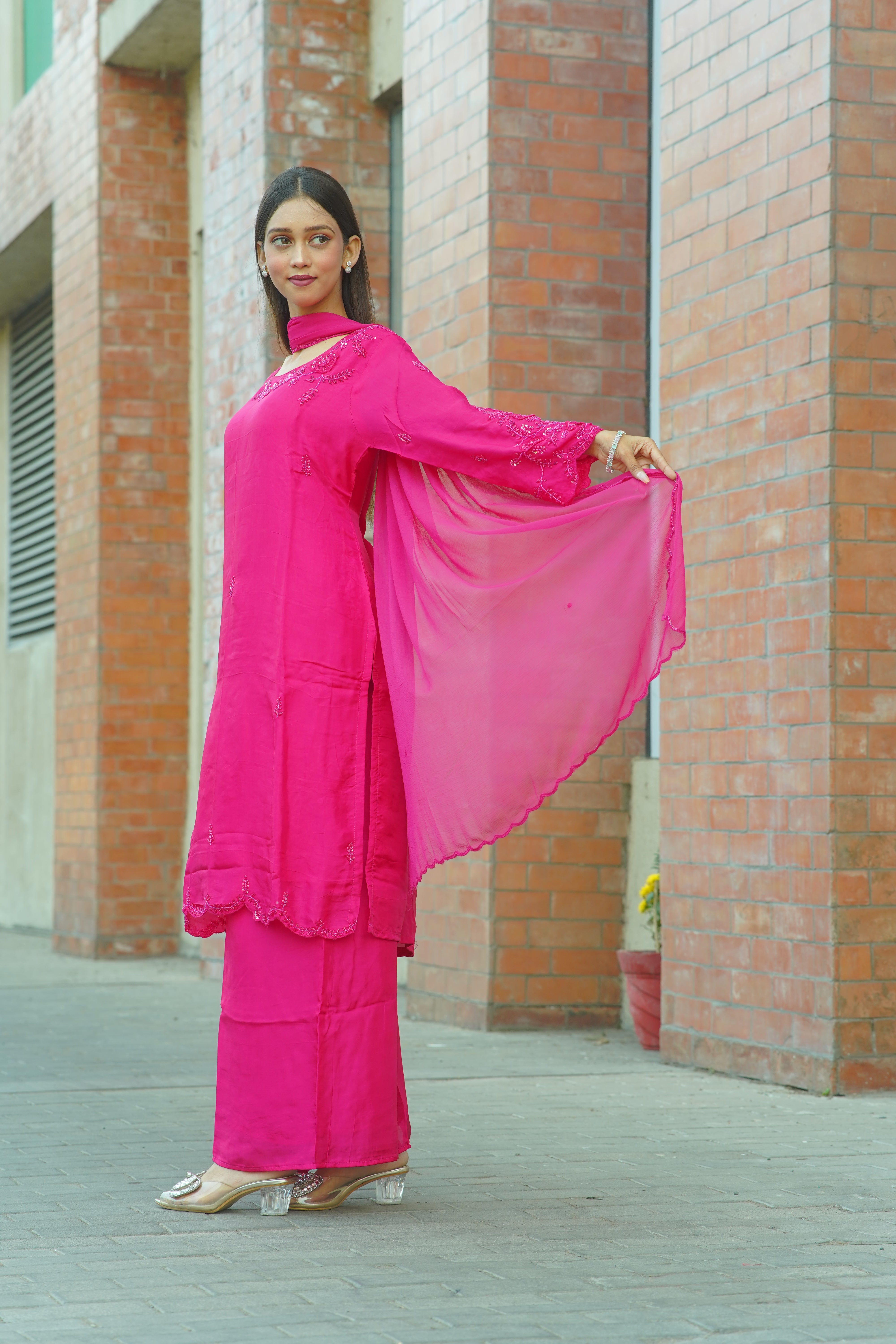 Mother–Daughter Matching HO Silk Handworked Suit Set – Premium Festive Collection