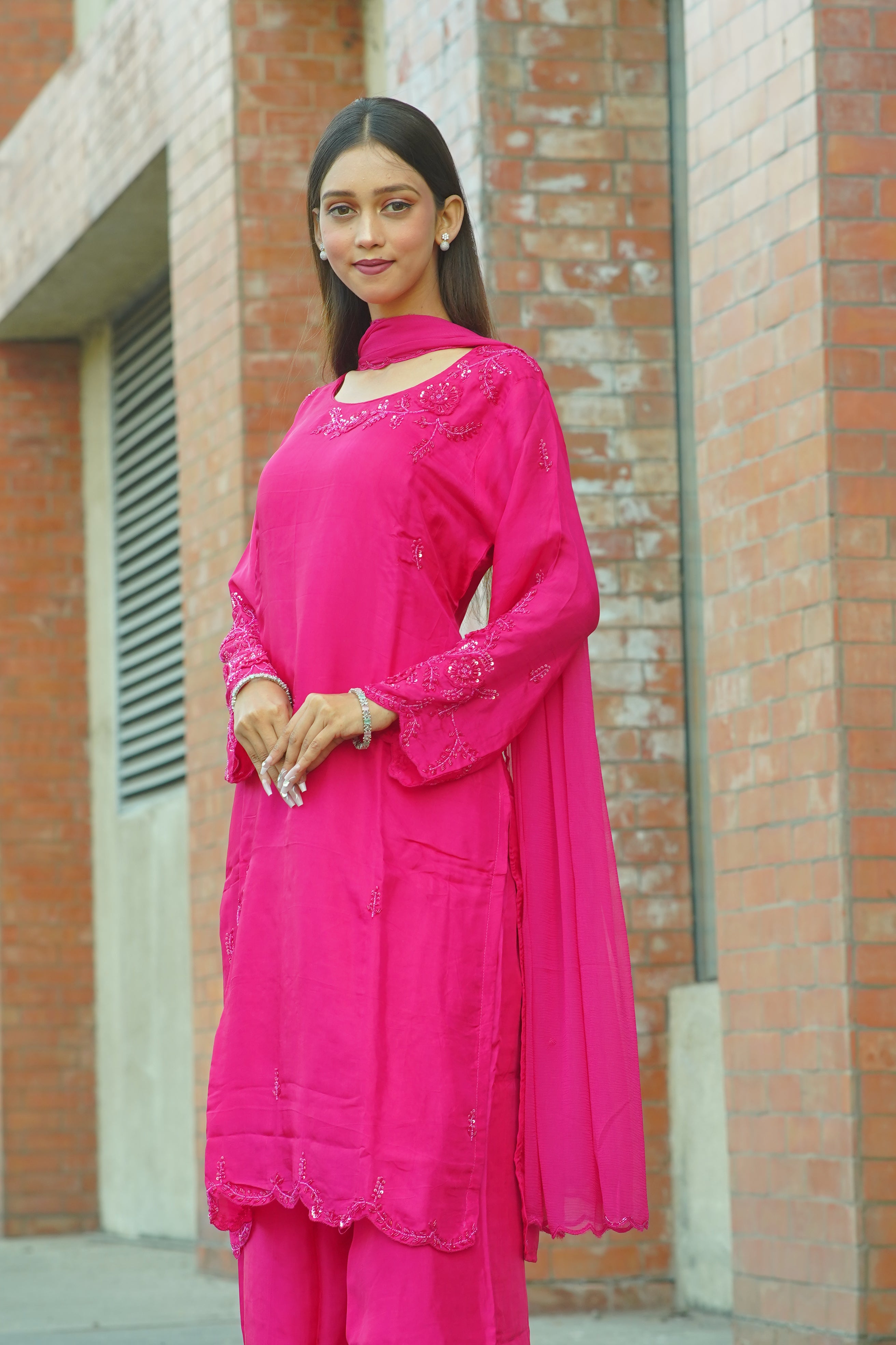 Mother–Daughter Matching HO Silk Handworked Suit Set – Premium Festive Collection