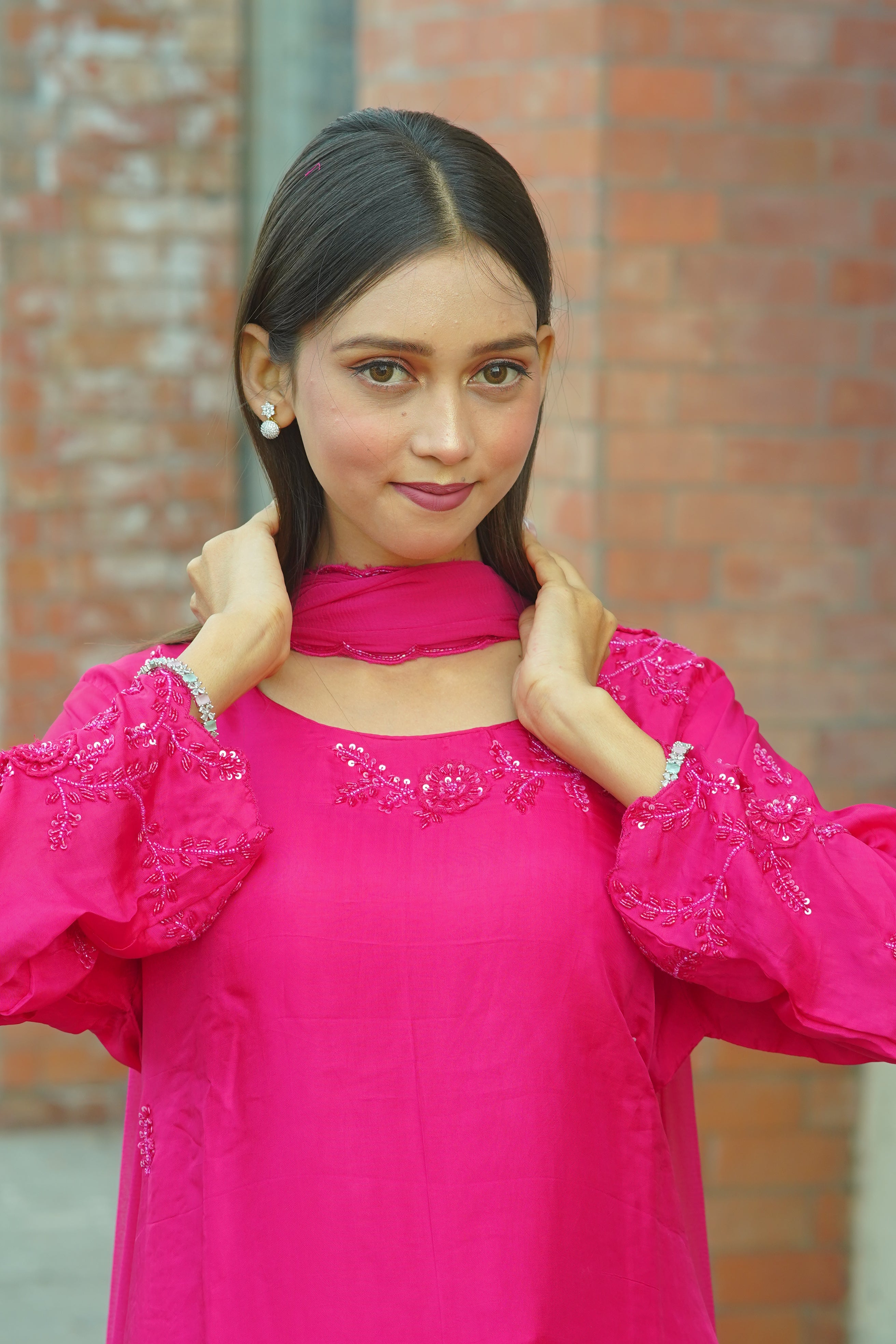 Mother–Daughter Matching HO Silk Handworked Suit Set – Premium Festive Collection