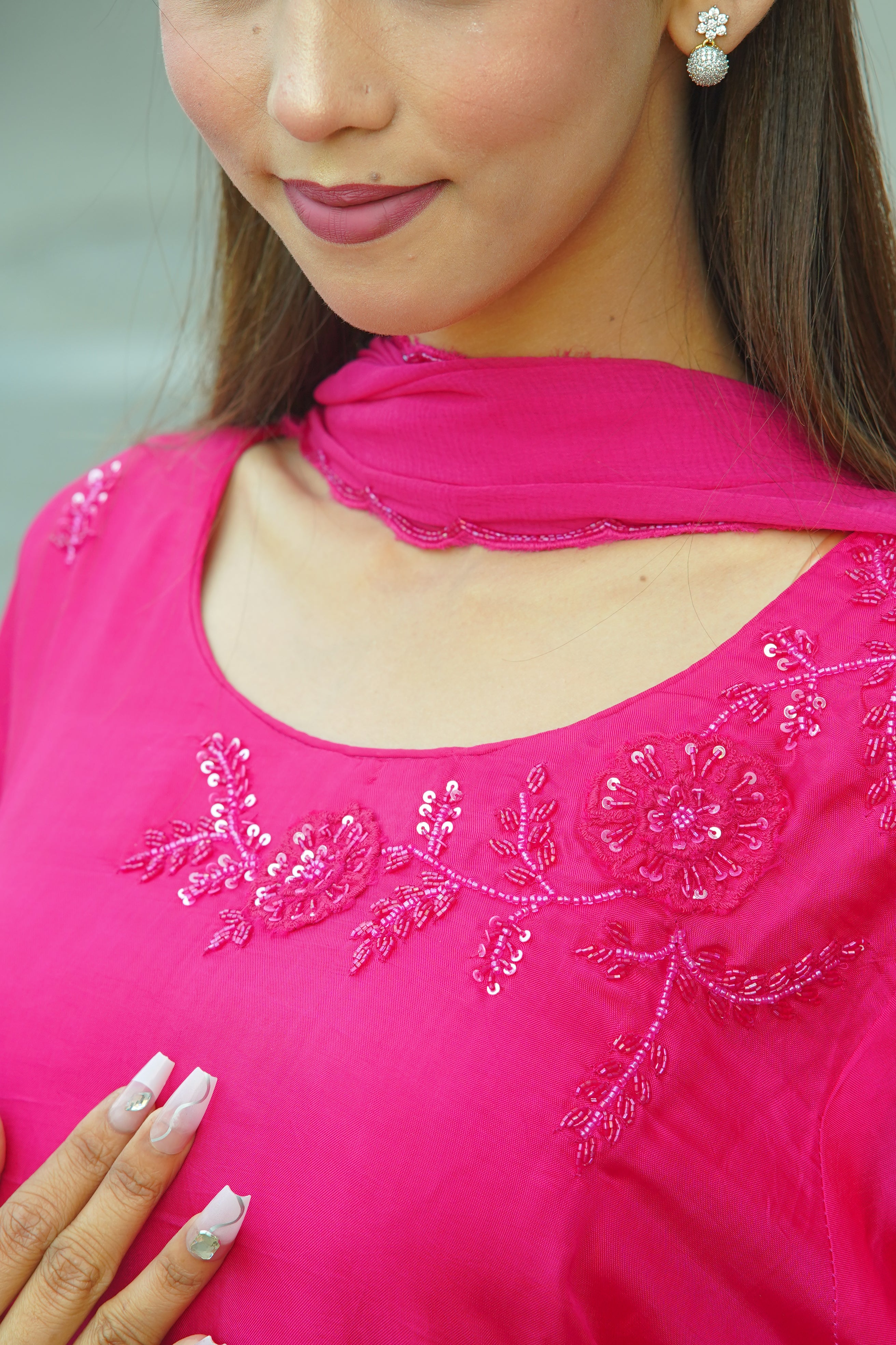 Mother–Daughter Matching HO Silk Handworked Suit Set – Premium Festive Collection