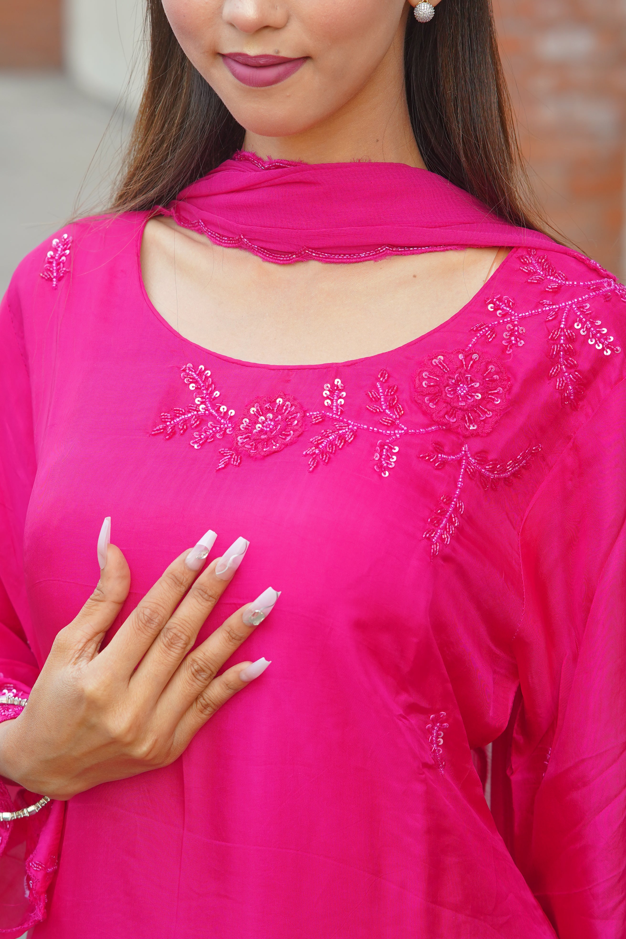 Mother–Daughter Matching HO Silk Handworked Suit Set – Premium Festive Collection