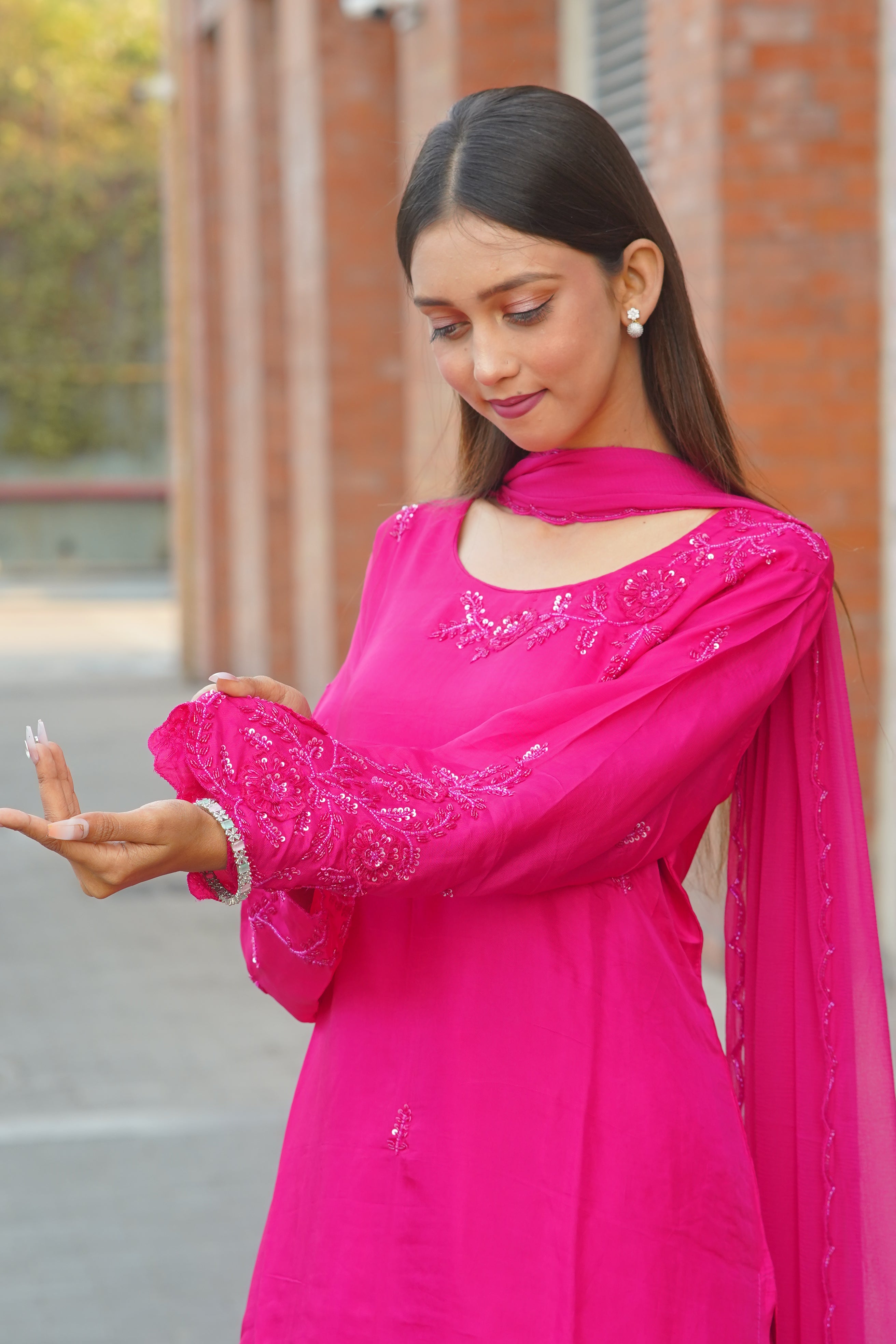 Mother–Daughter Matching HO Silk Handworked Suit Set – Premium Festive Collection