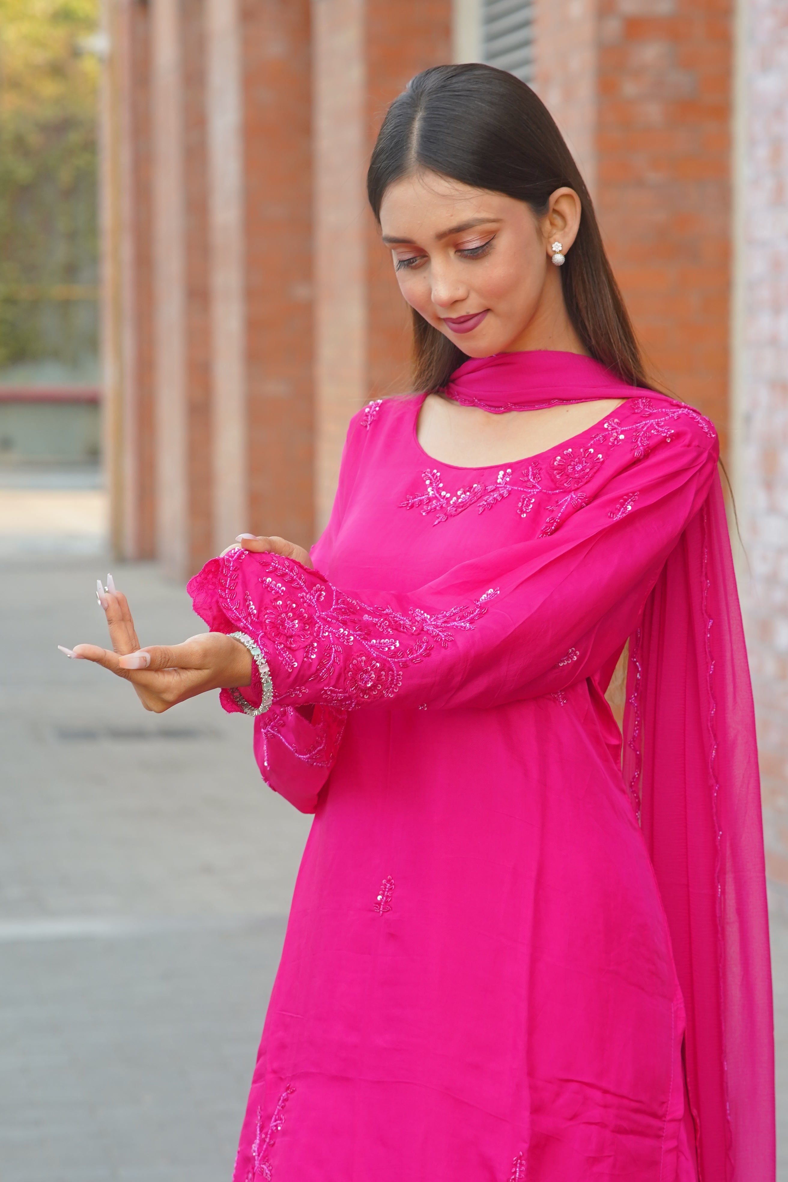 Mother–Daughter Matching HO Silk Handworked Suit Set – Premium Festive Collection