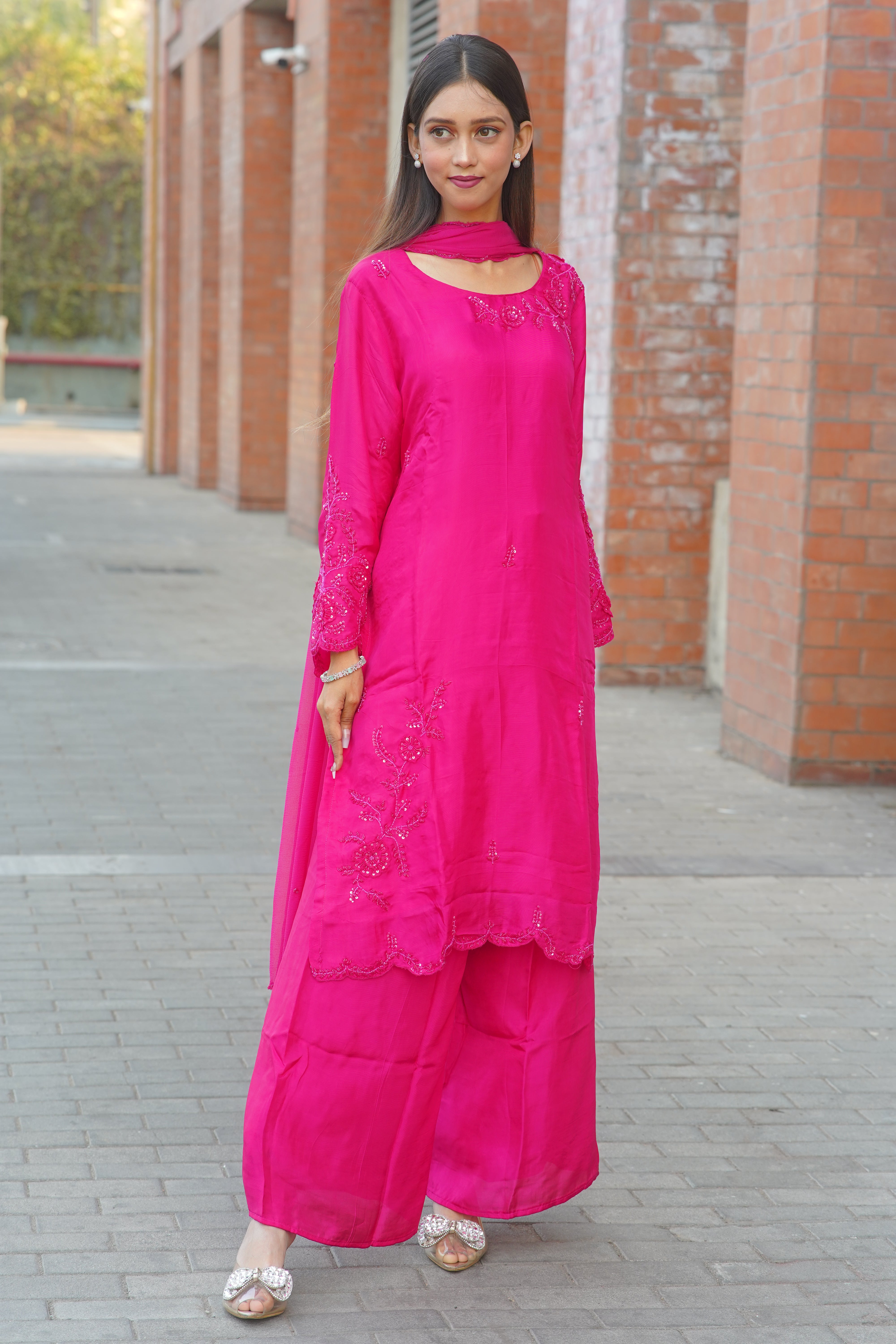 Mother–Daughter Matching HO Silk Handworked Suit Set – Premium Festive Collection