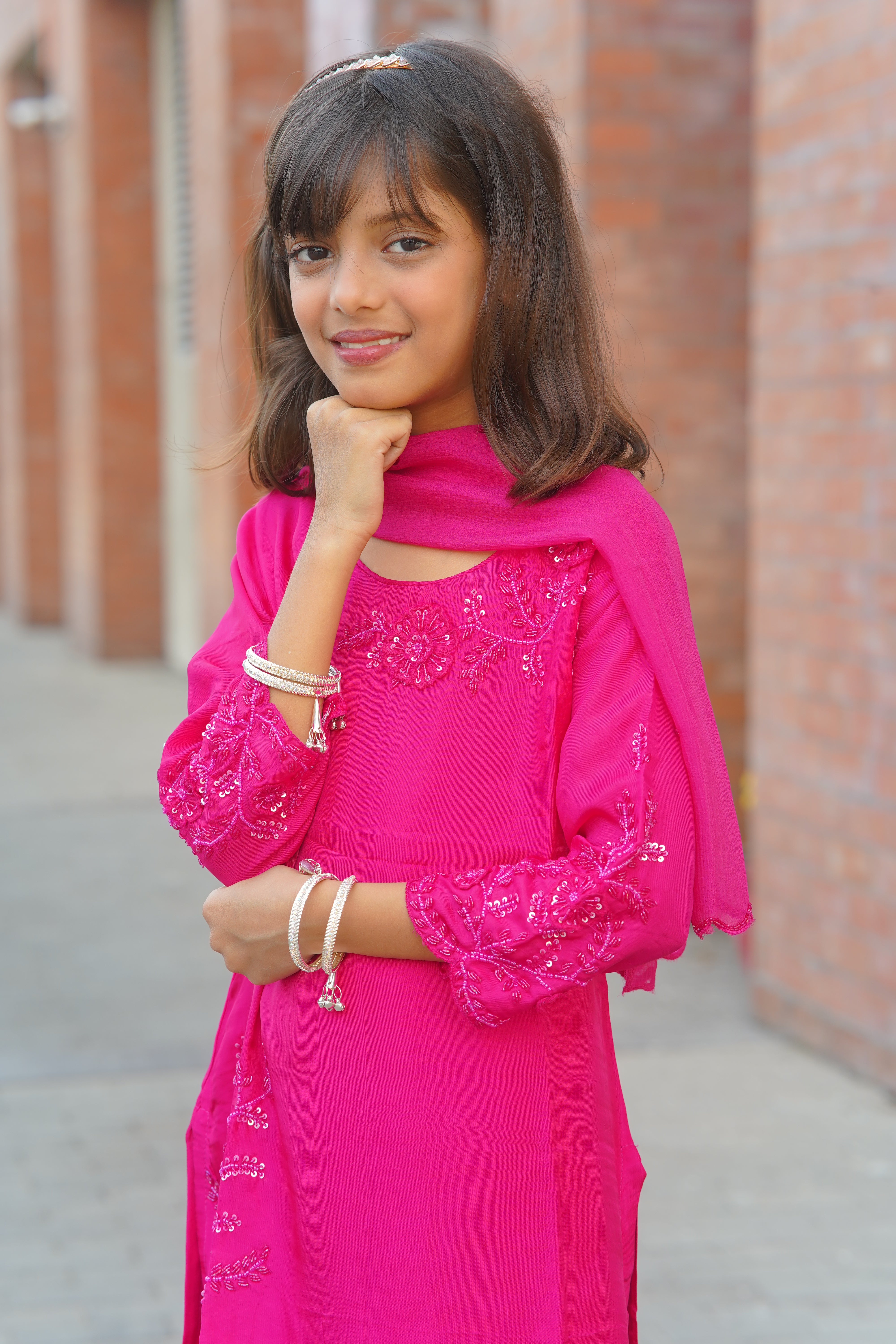 Mother–Daughter Matching HO Silk Handworked Suit Set – Premium Festive Collection