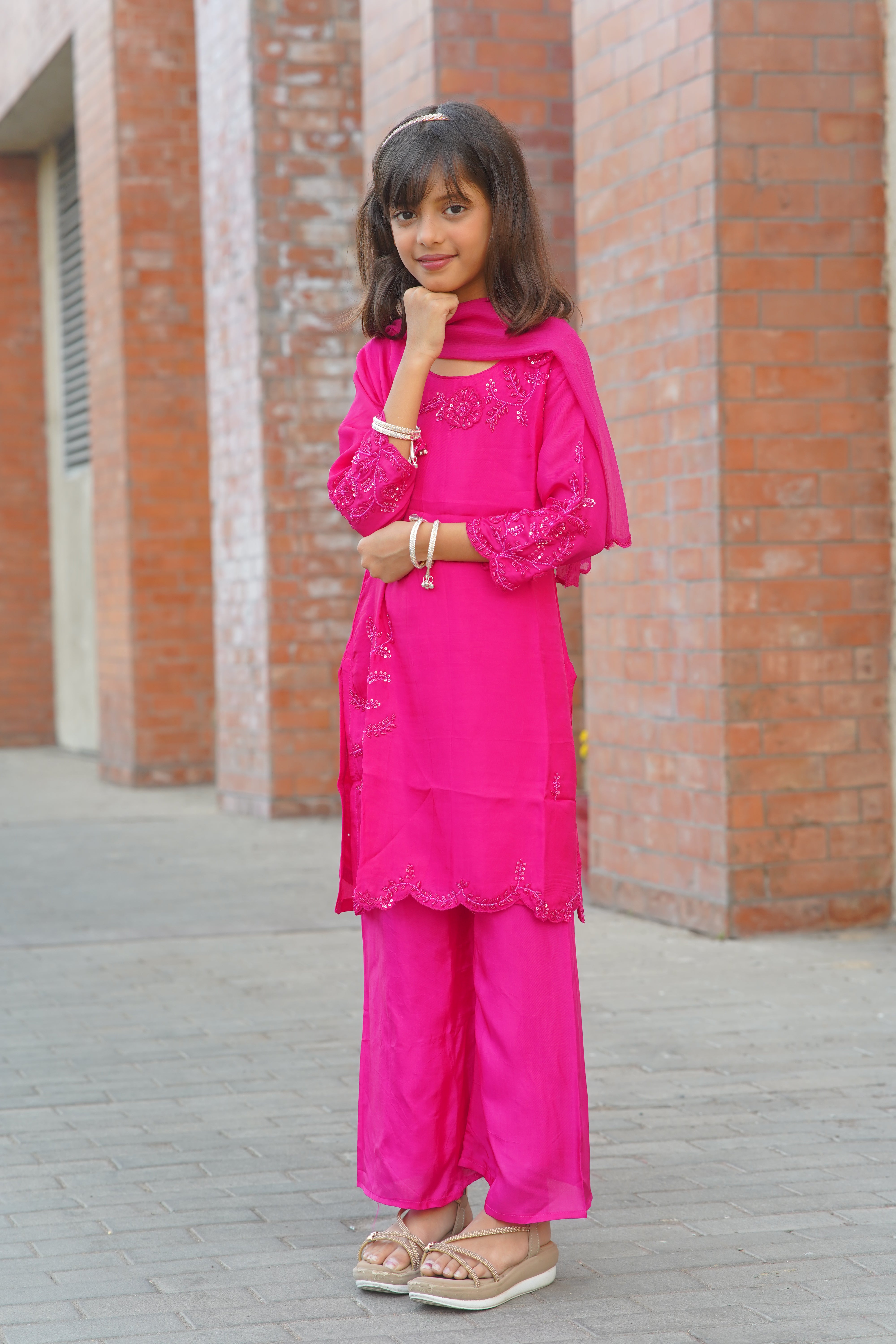 Mother–Daughter Matching HO Silk Handworked Suit Set – Premium Festive Collection