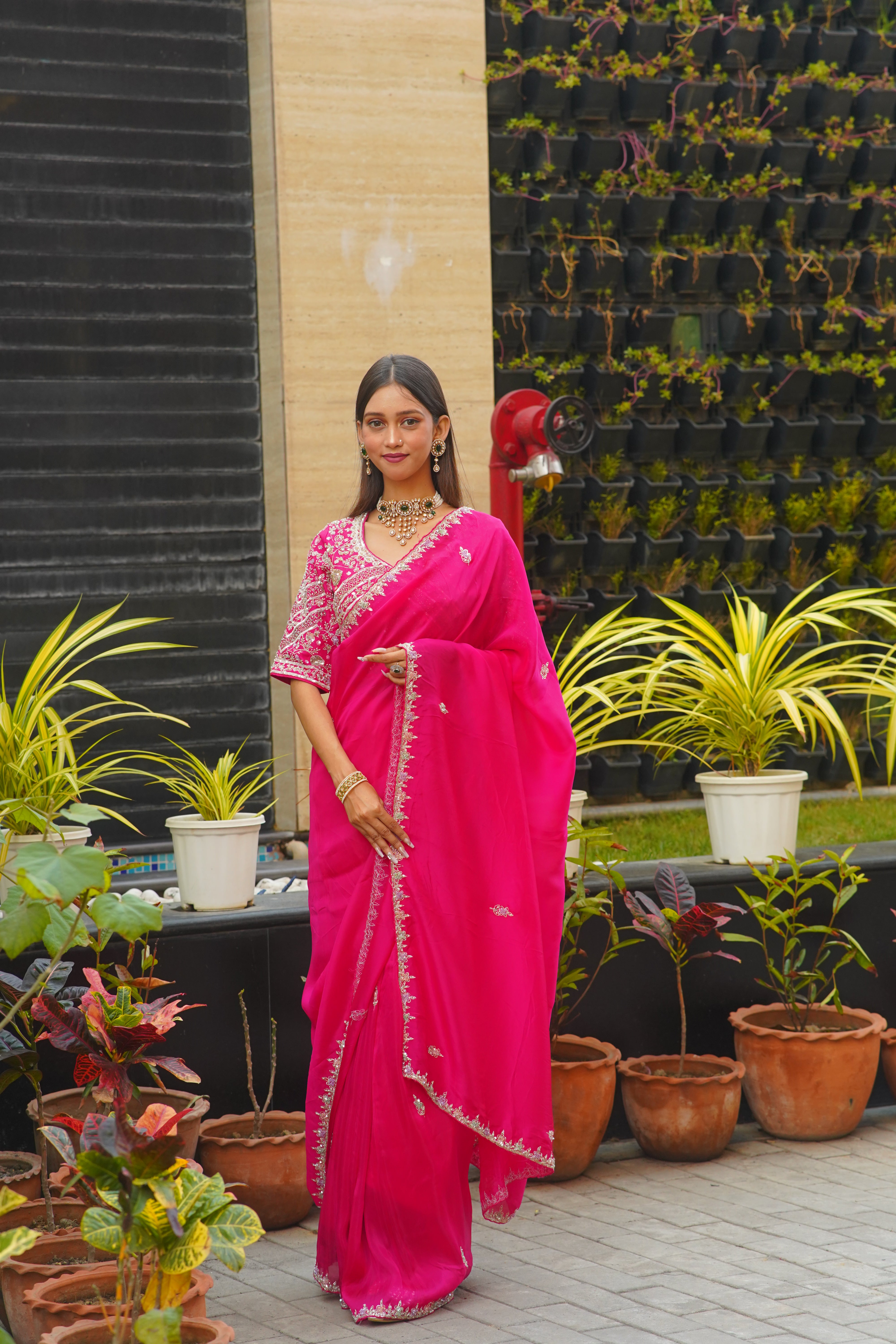 Premium Pink HO Silk Saree with Handworked Blouse