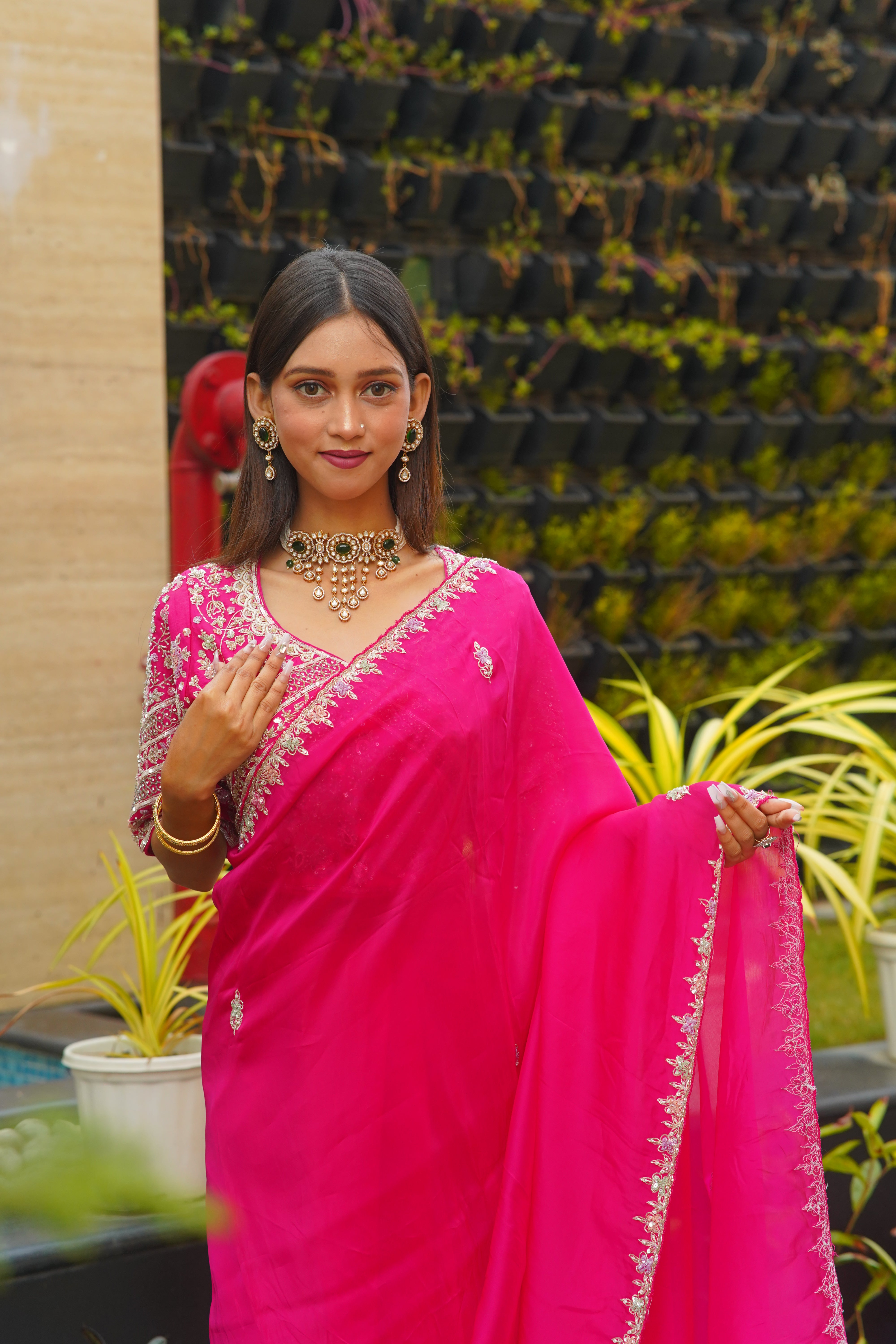 Premium Pink HO Silk Saree with Handworked Blouse