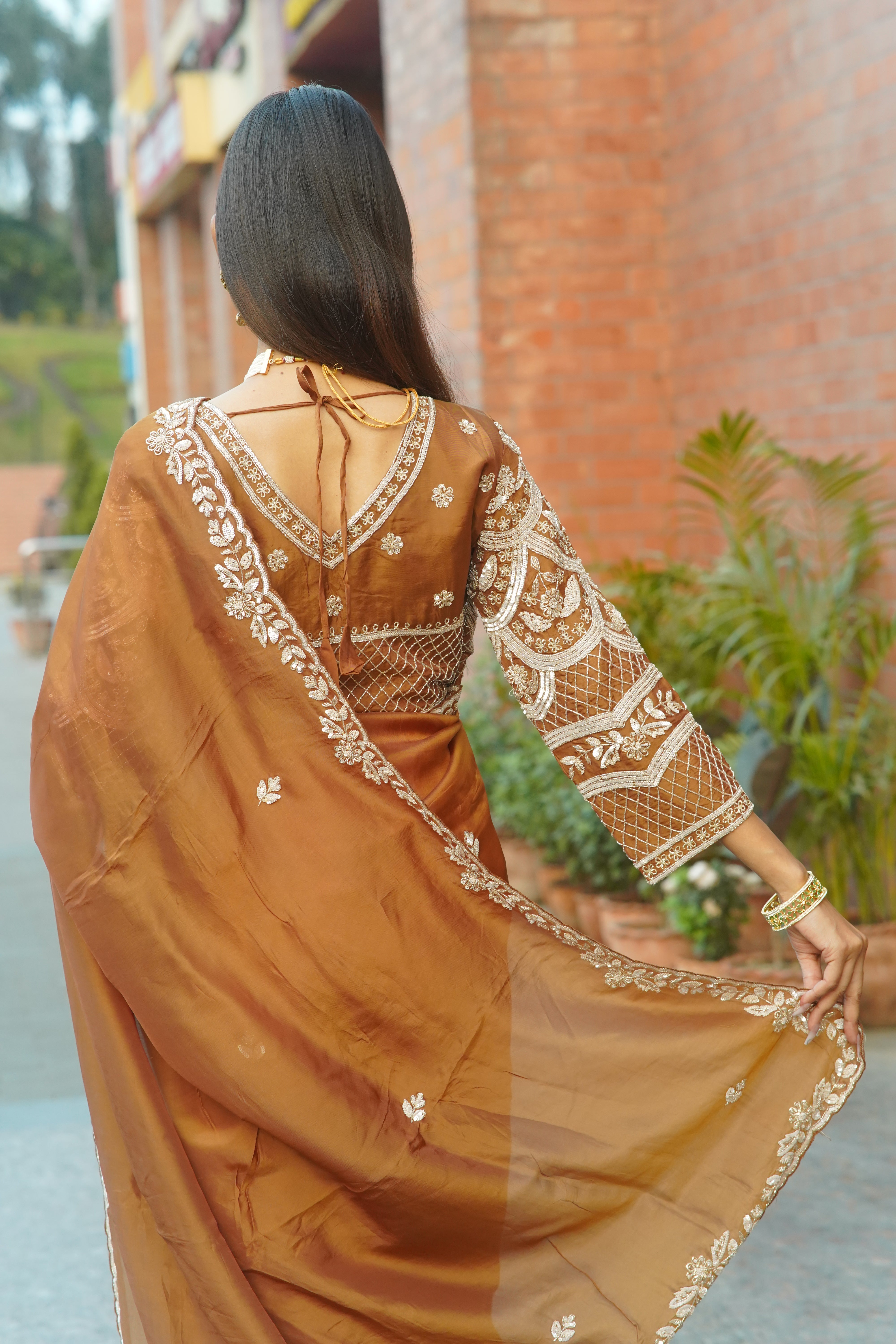 Handcrafted Saree with Detailed Blouse Work