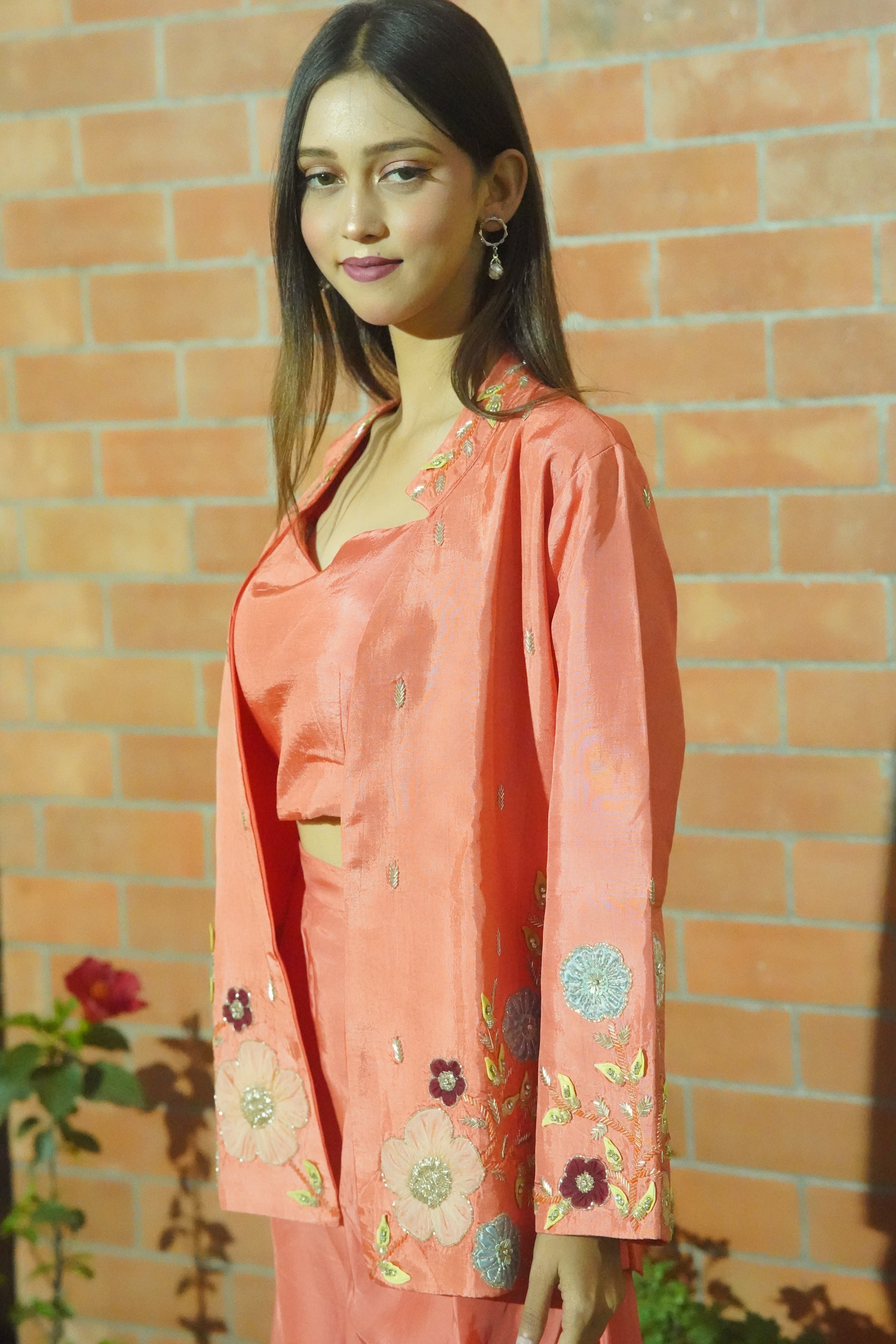 HO Silk Indo‑Western Co‑ord Set with Handworked Jacket