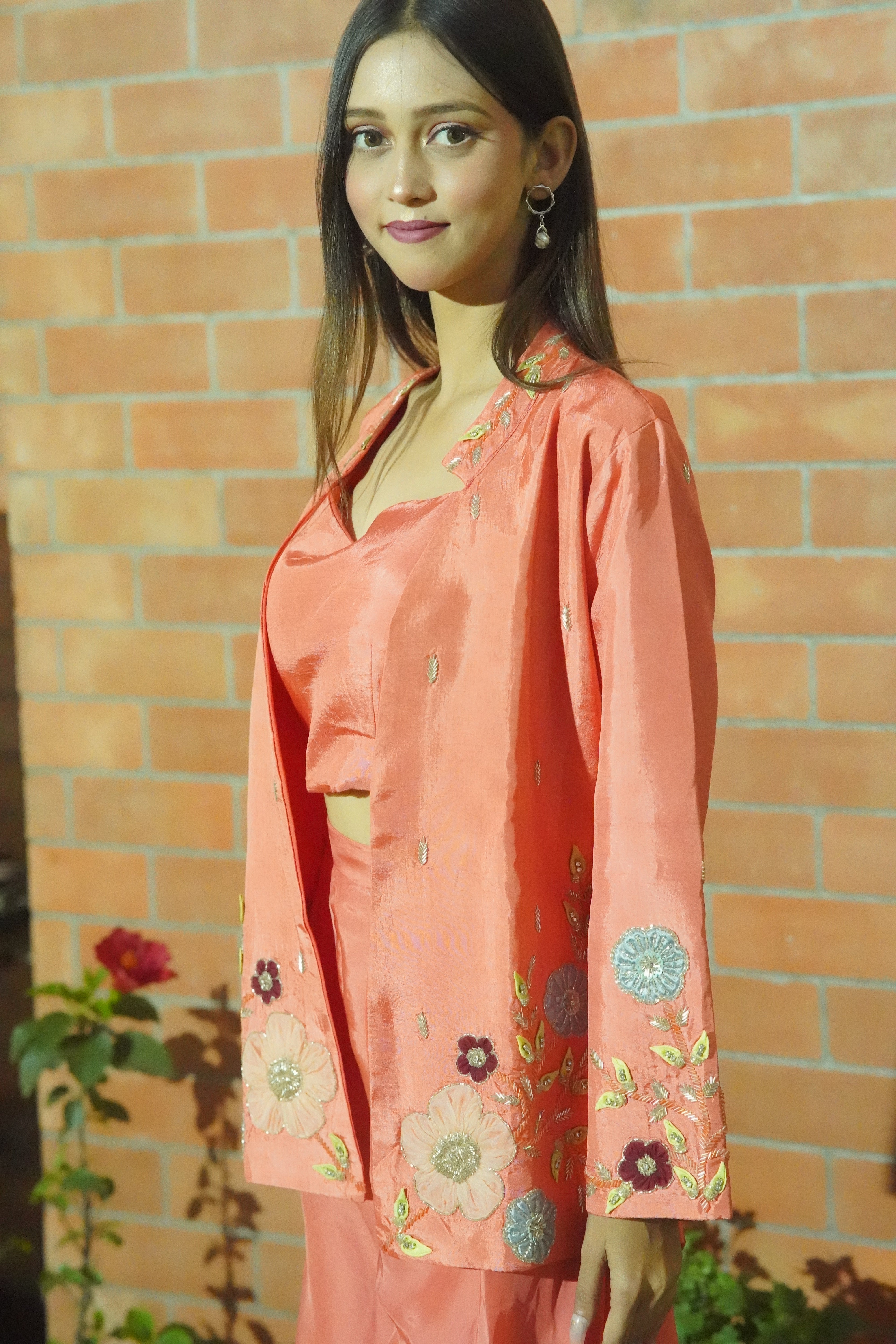 HO Silk Indo‑Western Co‑ord Set with Handworked Jacket