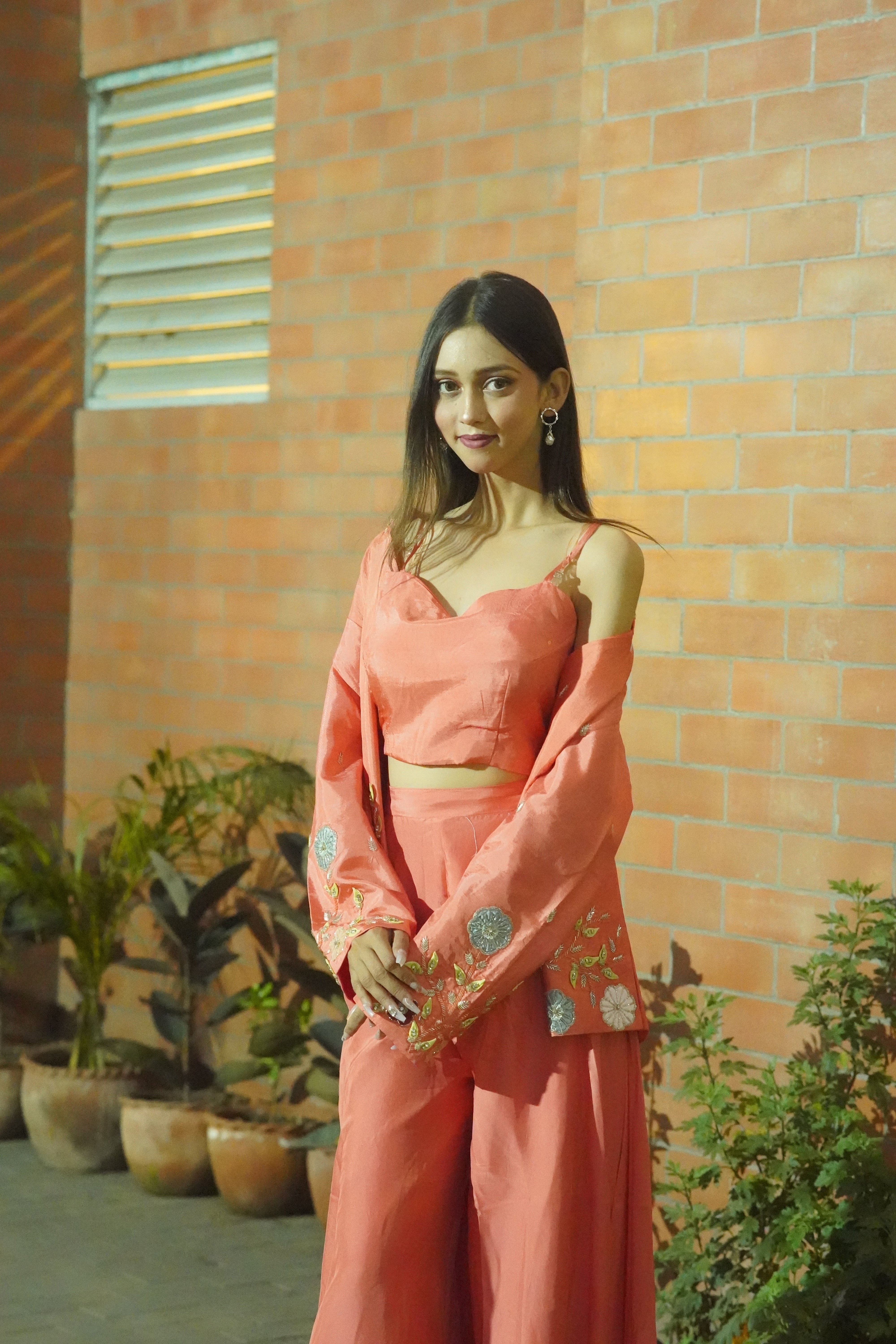 HO Silk Indo‑Western Co‑ord Set with Handworked Jacket