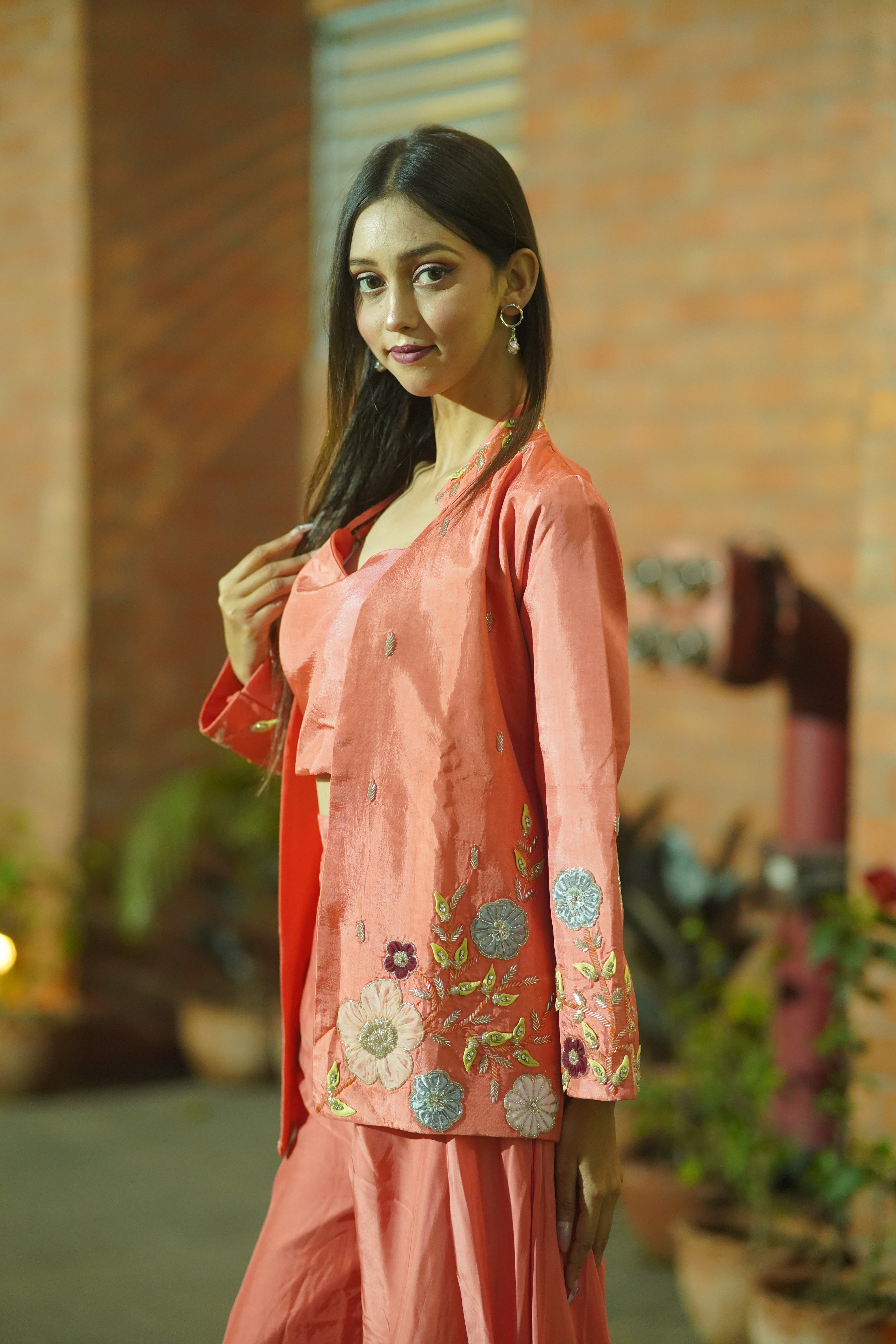 HO Silk Indo‑Western Co‑ord Set with Handworked Jacket