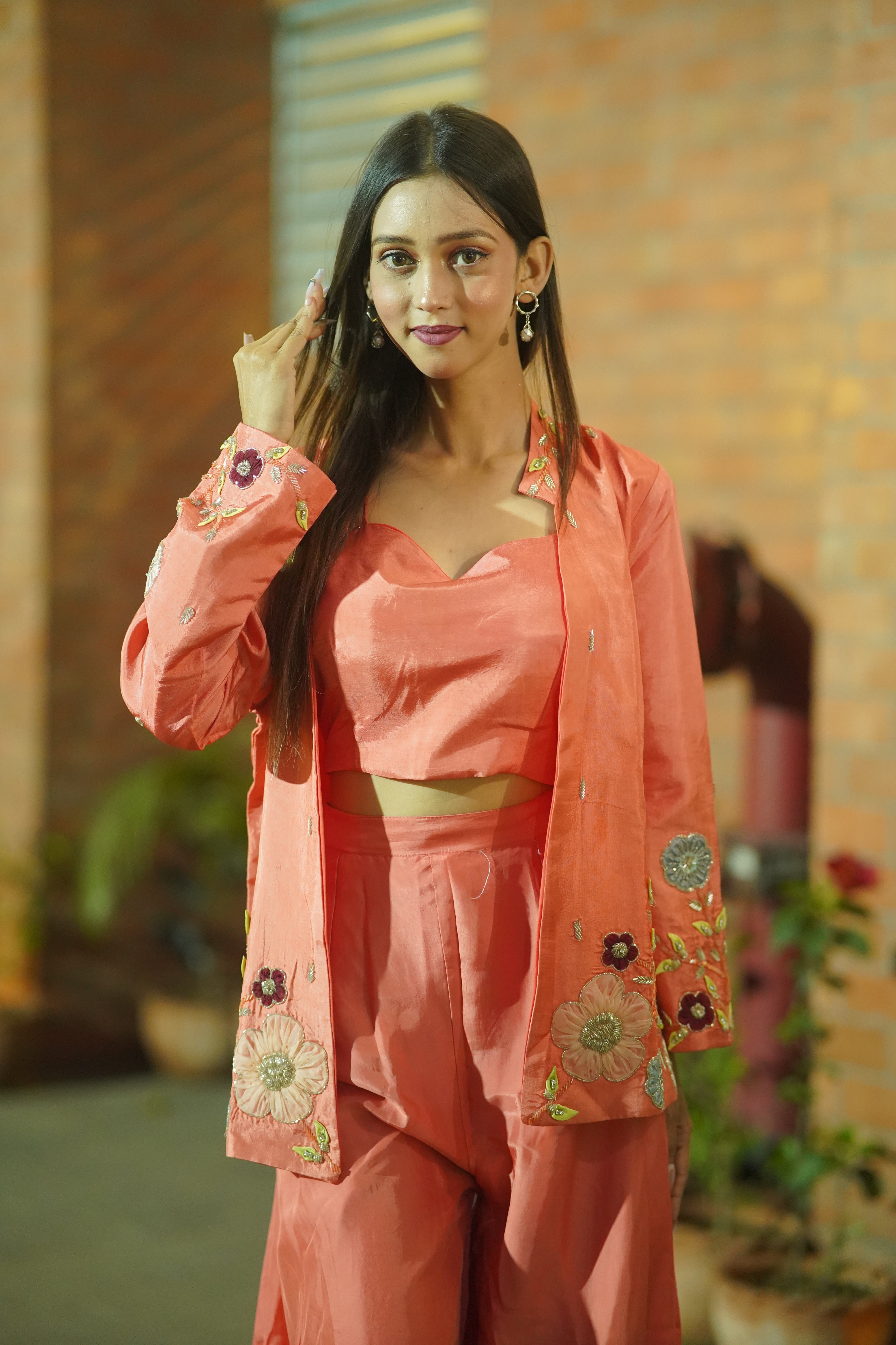 HO Silk Indo‑Western Co‑ord Set with Handworked Jacket