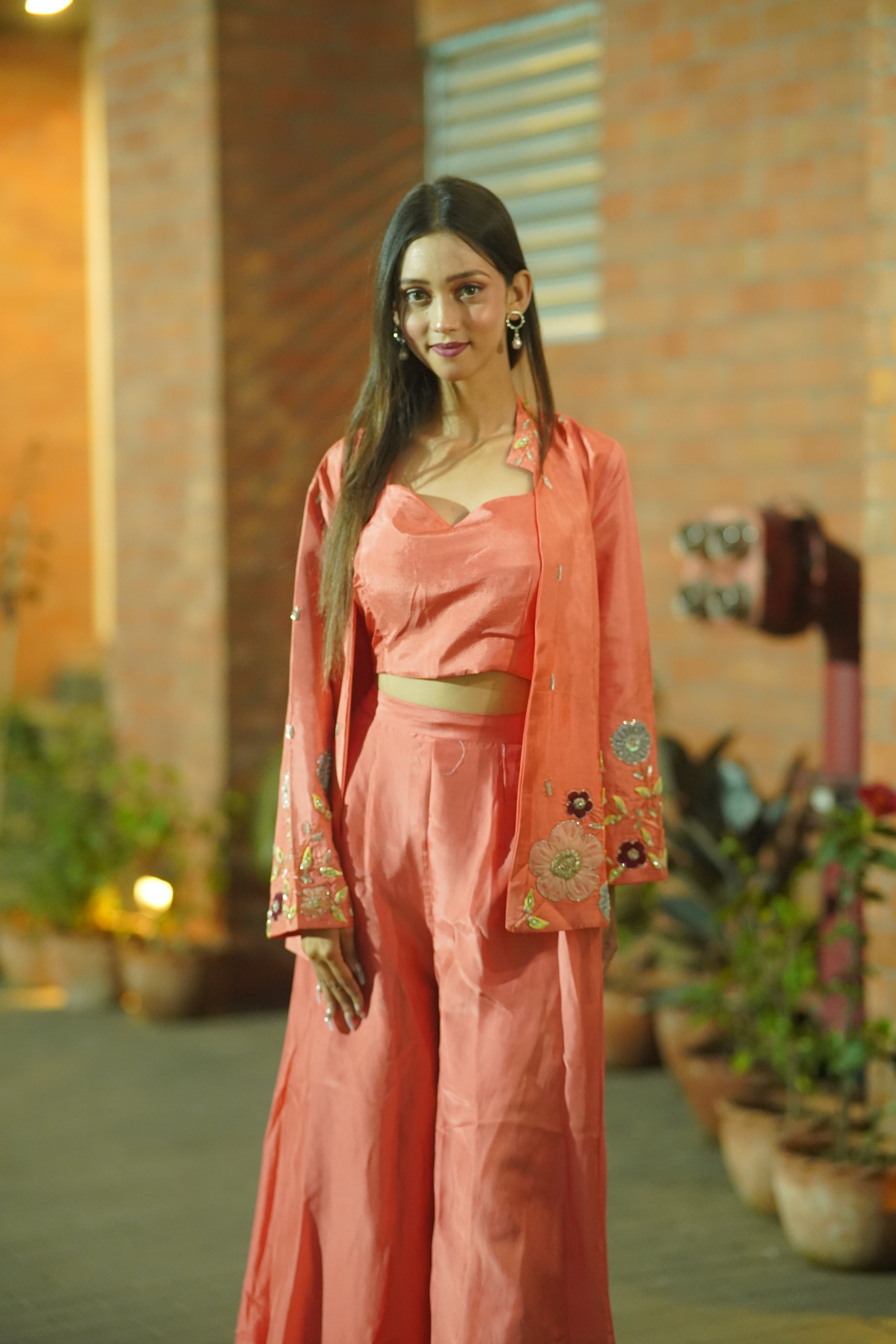 HO Silk Indo‑Western Co‑ord Set with Handworked Jacket