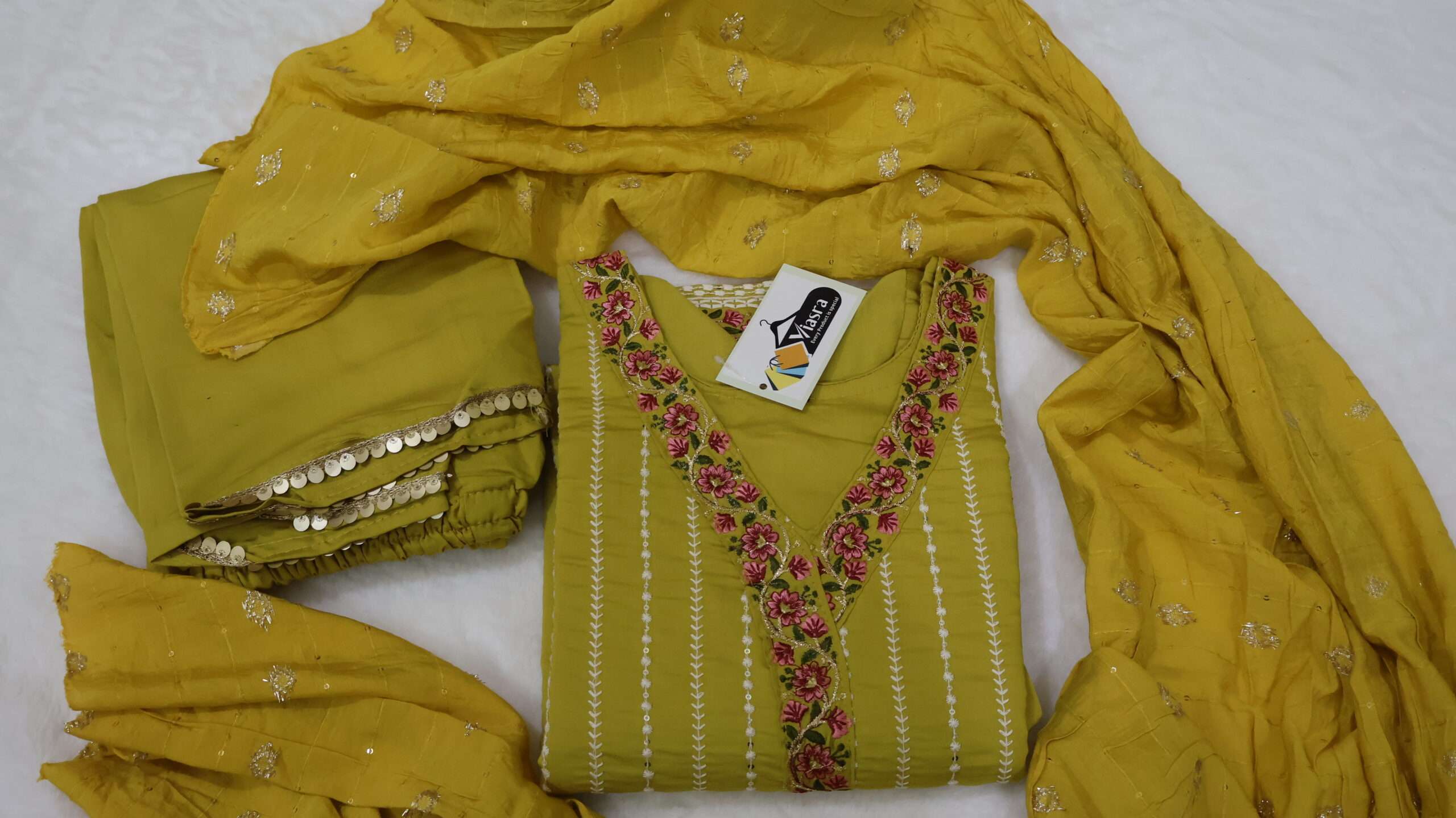 Dola Silk Embroidered Kurta Pant Set with Dupatta