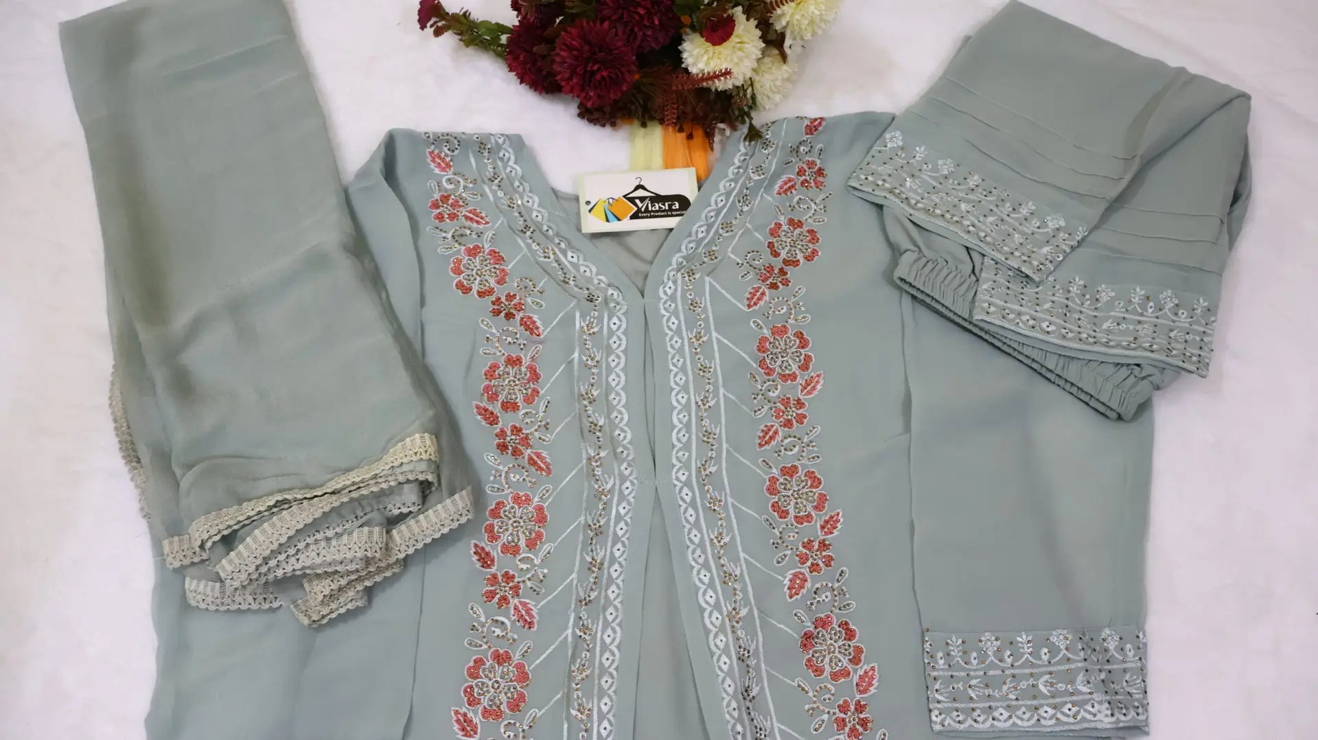 Co-Ords Set with Shrug Pattern & Dupatta