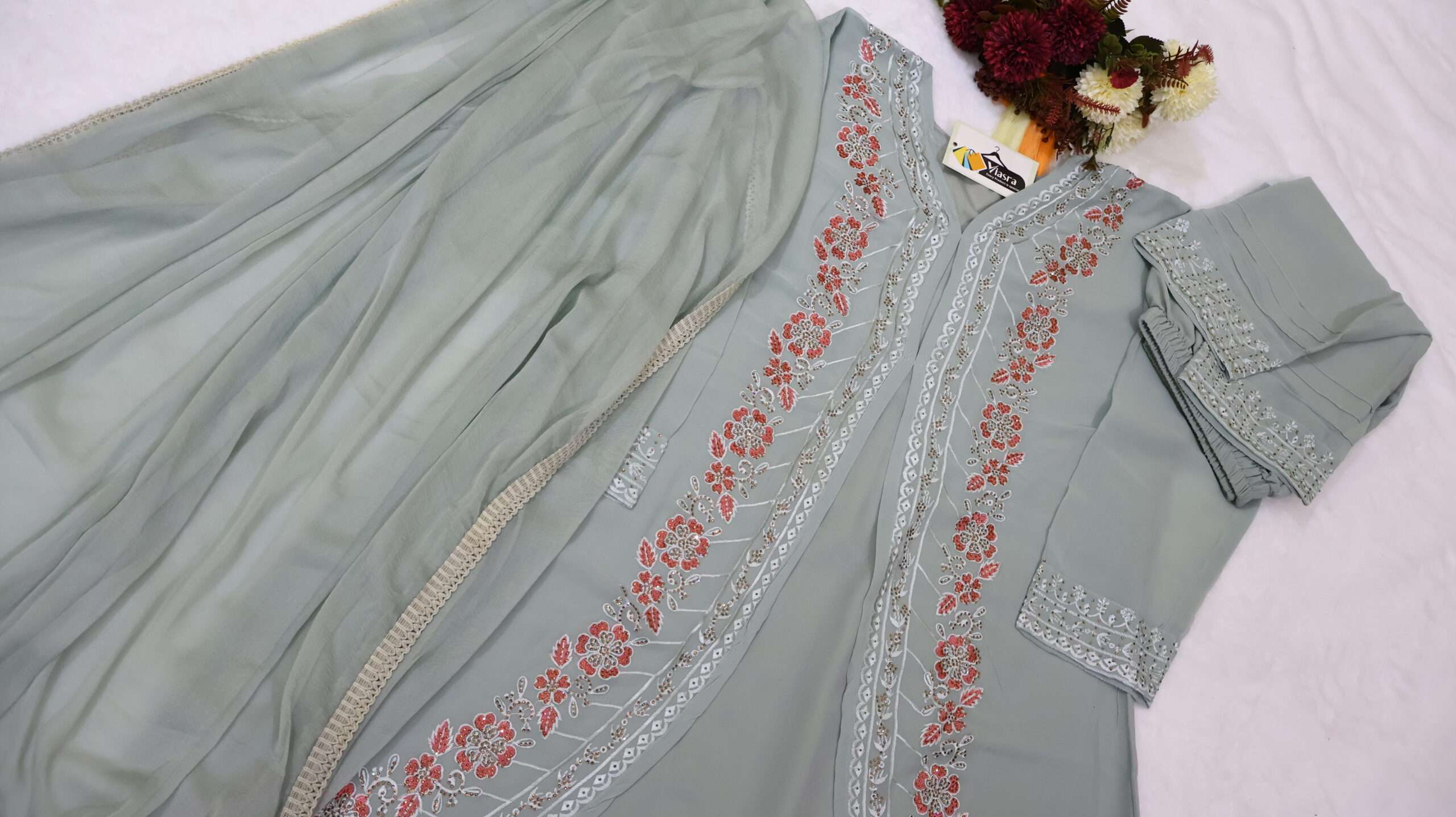 Co-Ords Set with Shrug Pattern & Dupatta