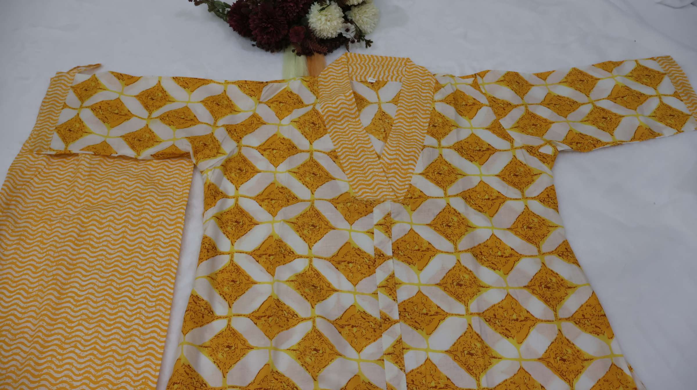 Yellow Printed Cotton Kurta & Pant Set