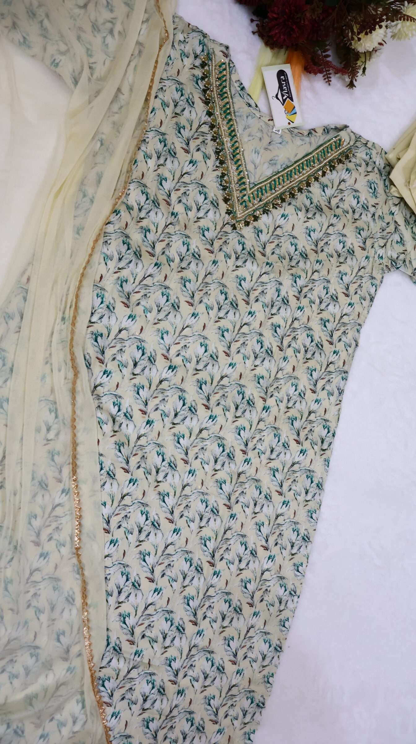 Premium Cotton Kurta Pant Set with Handwork & Dupatta