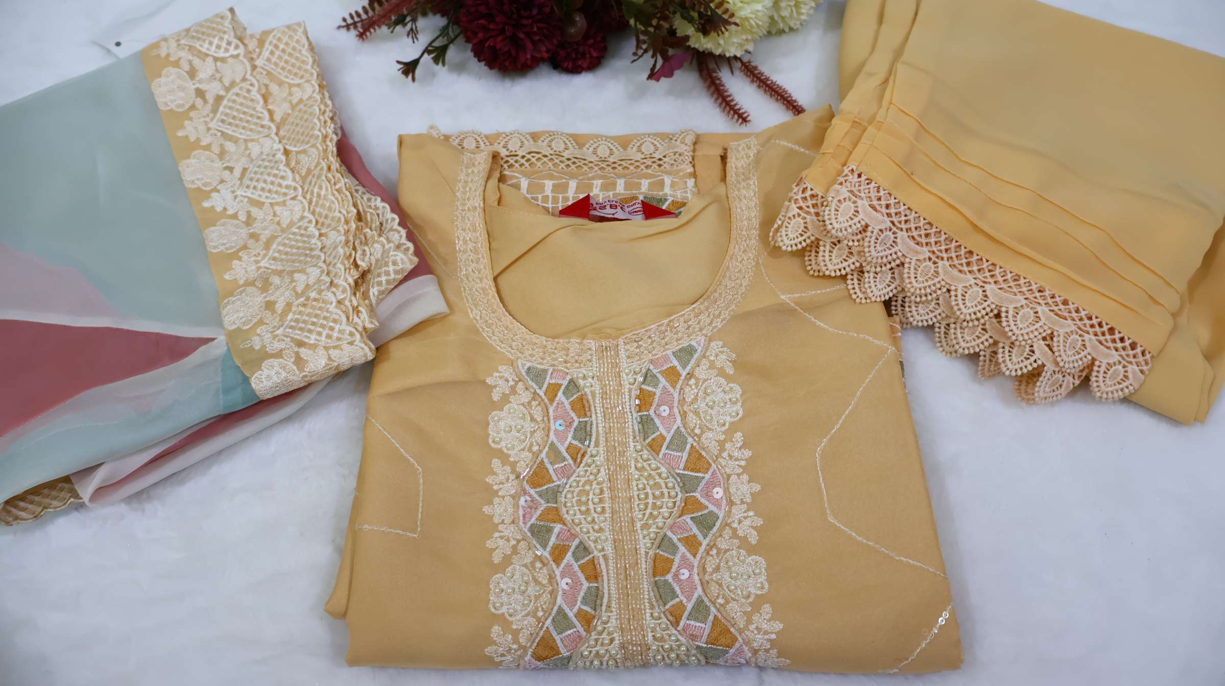 Tissue Organza Kurta Set with Dupatta