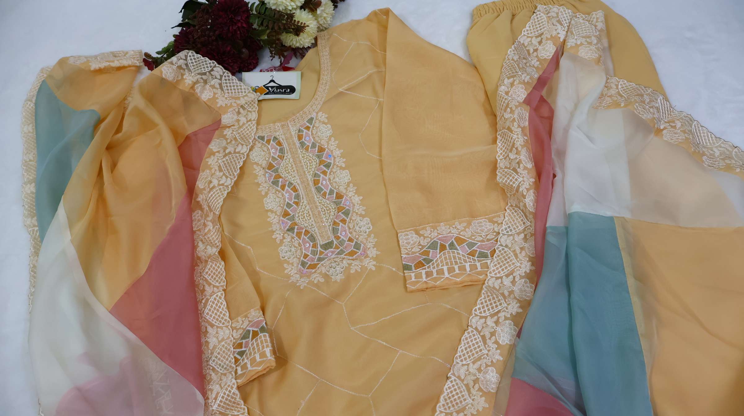 Tissue Organza Kurta Set with Dupatta