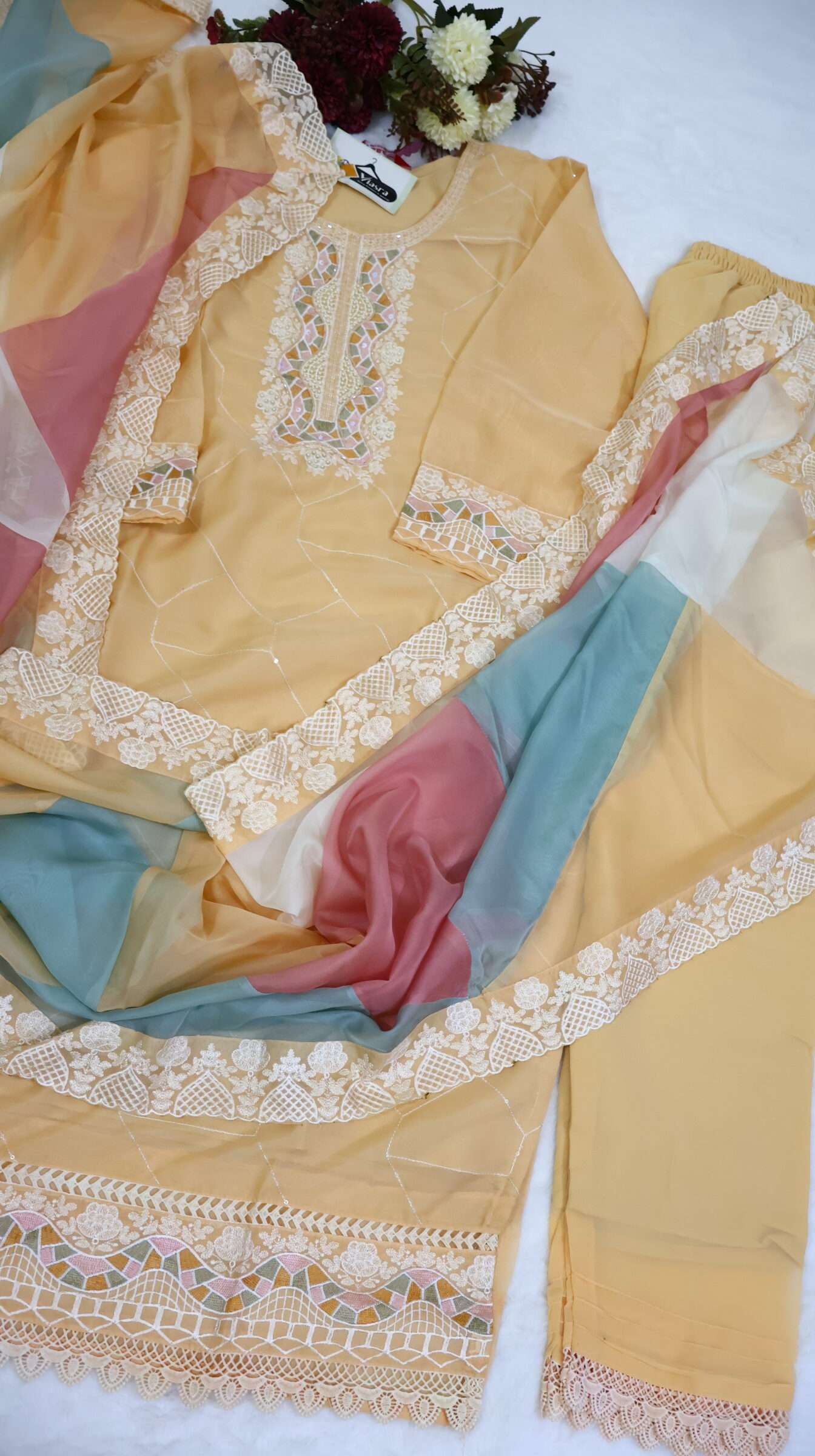 Tissue Organza Kurta Set with Dupatta