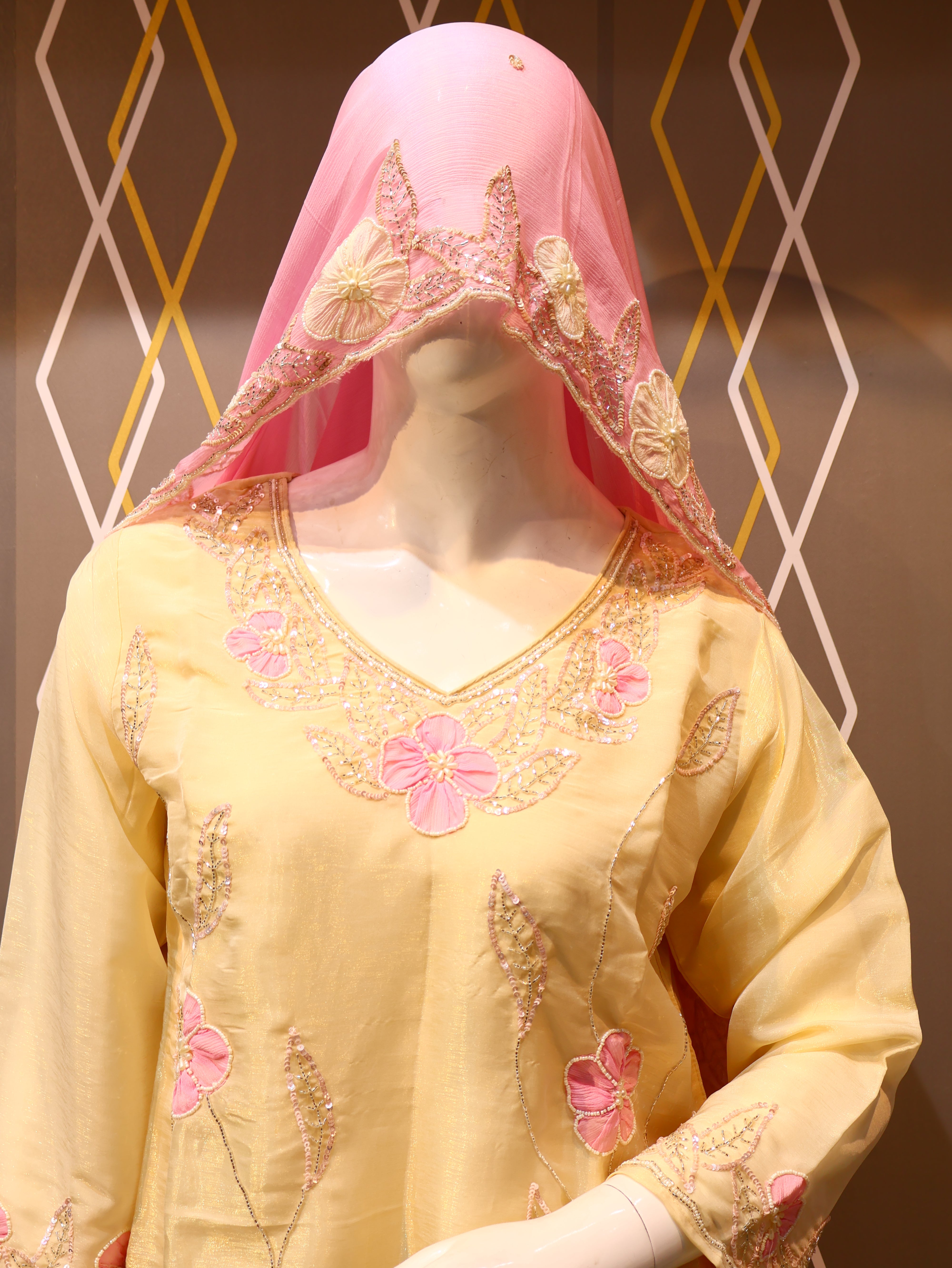 Tissue Simmer Silk Plazo Kurta Dupatta Set with hand‑worked Cutdana, sequins & pearl