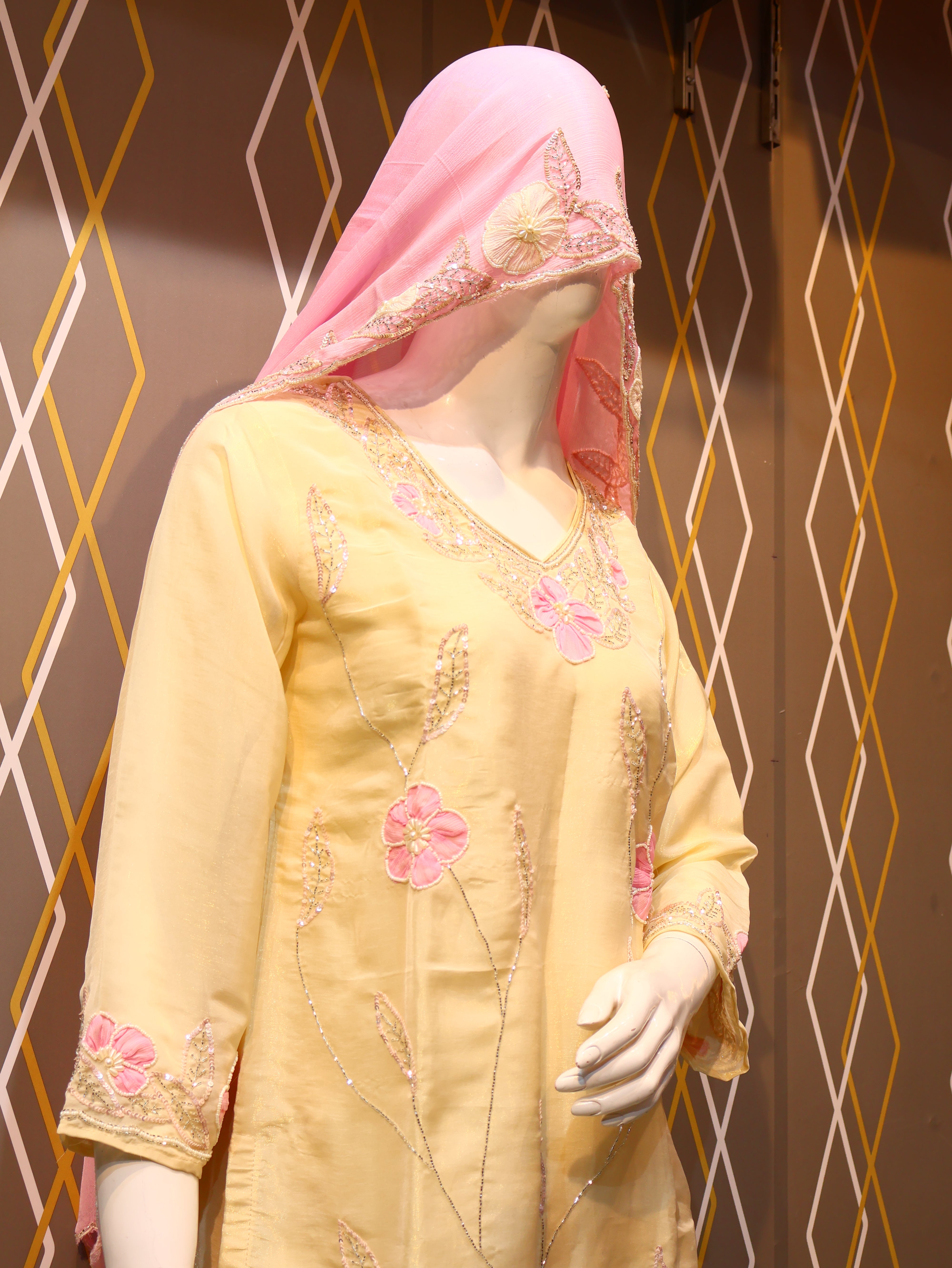 Tissue Simmer Silk Plazo Kurta Dupatta Set with hand‑worked Cutdana, sequins & pearl